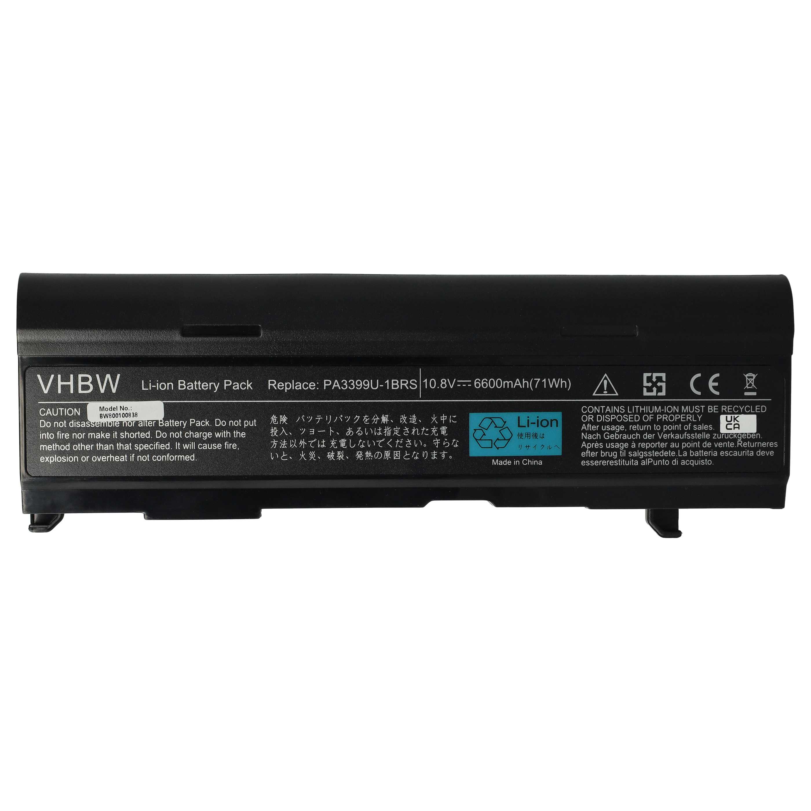 Akumulator do laptopa zamiennik Toshiba PA3399U-1BAS, PA3399U-1BRS - 6600 mAh 10,8 V Li-Ion, czarny