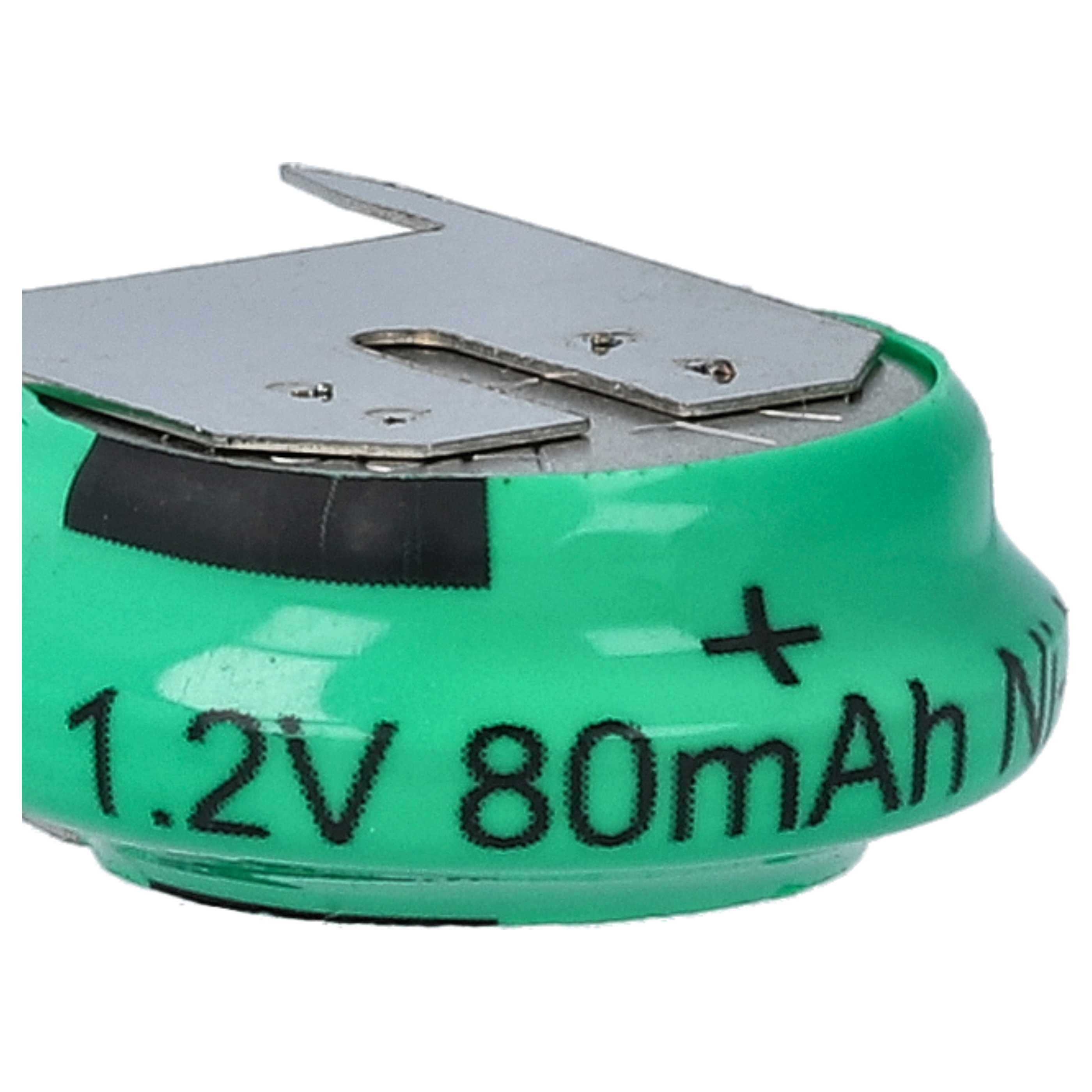 10x Button Cell Battery Type V80H 3 Pins for Model Building Solar Lamps etc. - 80 mAh 1.2 V NiMH