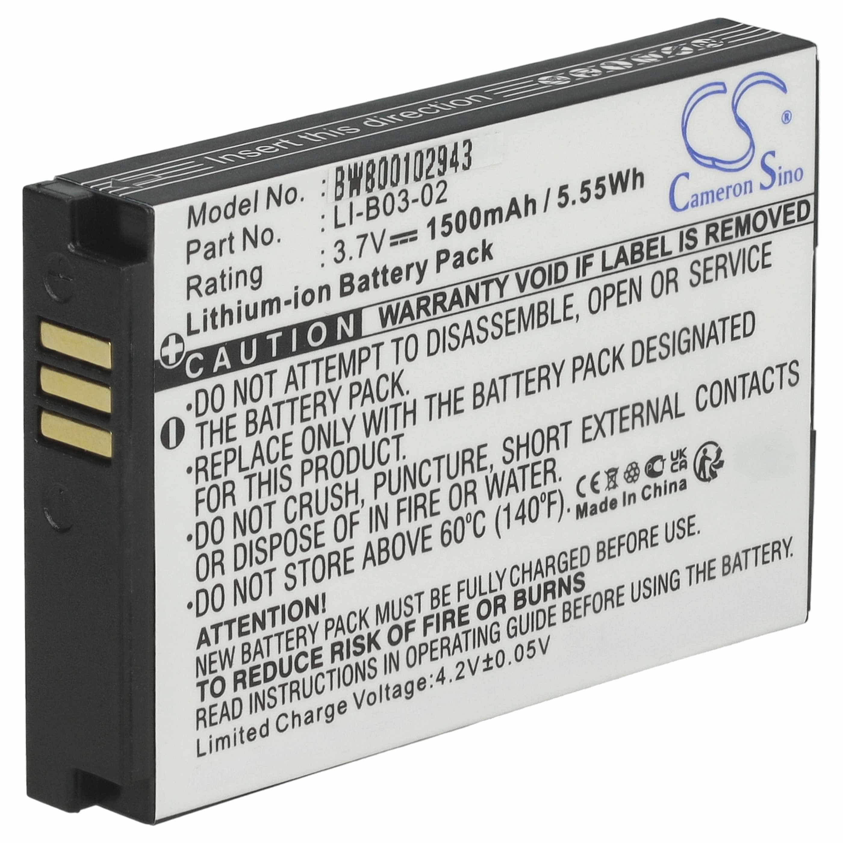 Akumulator do nawigacji GPS zamiennik Golf Buddy LI-B03-02 - 1500 mAh 3,7 V Li-Ion