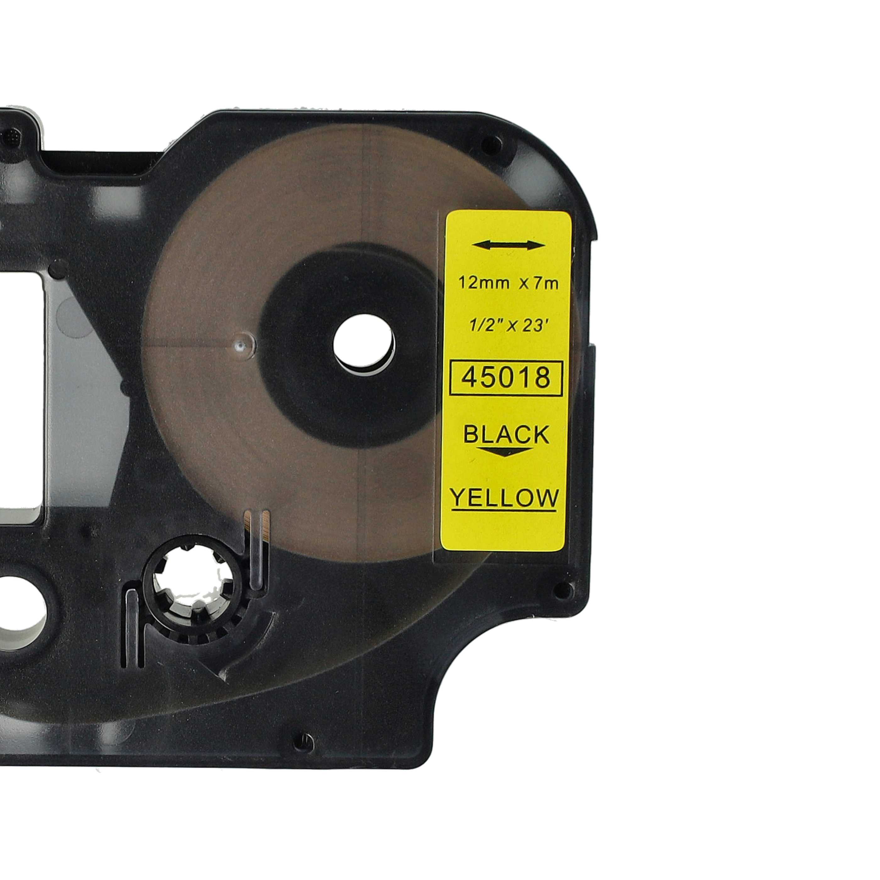 Label Tape as Replacement for Dymo D1, 45018 - 12 mm Black to Yellow