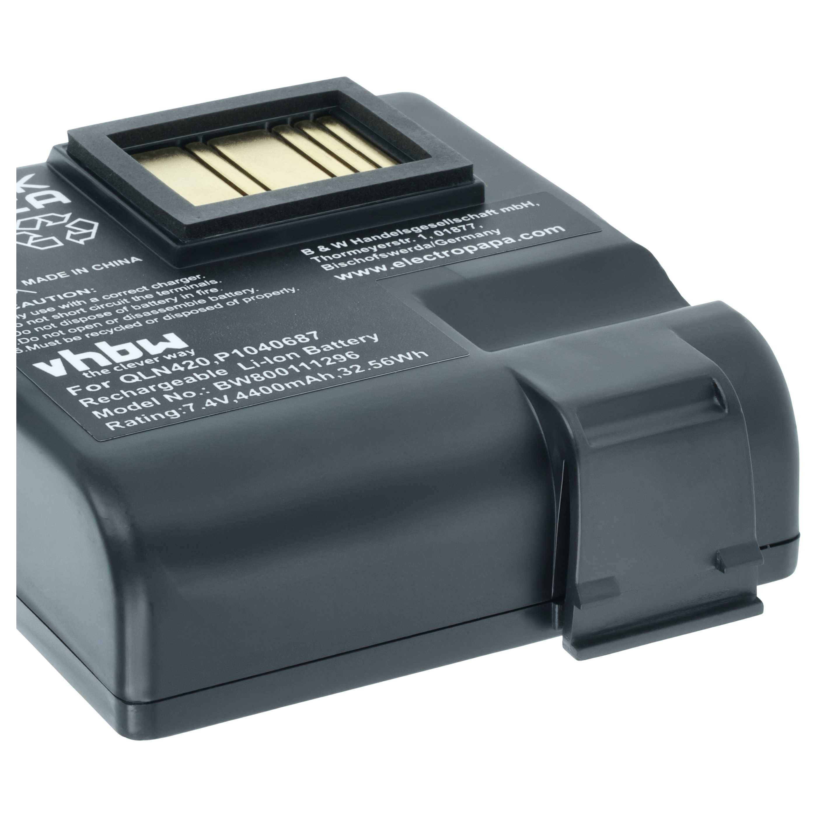 Printer 2x Battery replaces Zebra BTRY-MPP-68MA1-01, P1050667-016, P1040687 - 4400 mAh 7.4 V Li-Ion