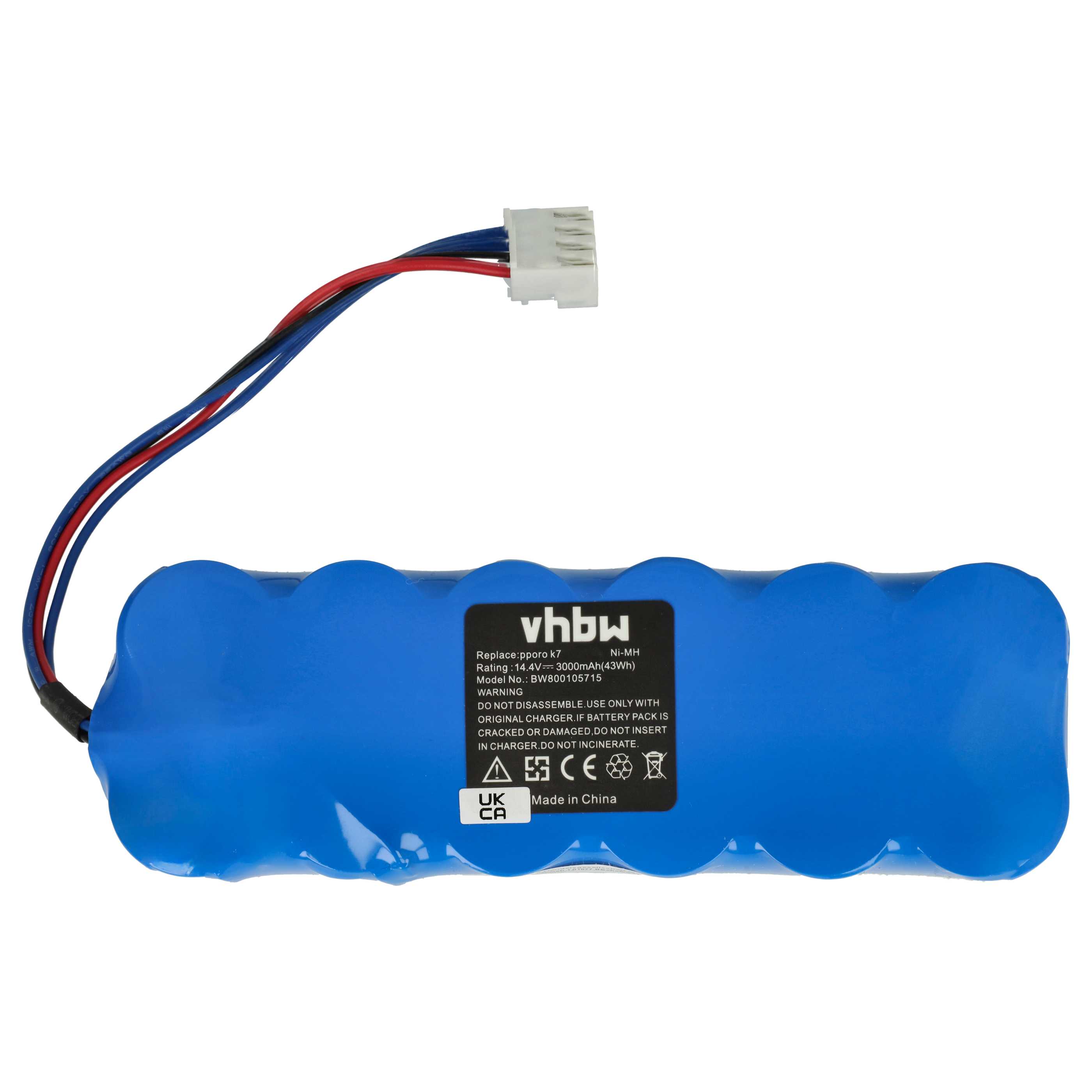 Battery replaces Mamirobot 12SC3000S1P for Mamirobot etc. 3000mAh, 14.4V, NiMH