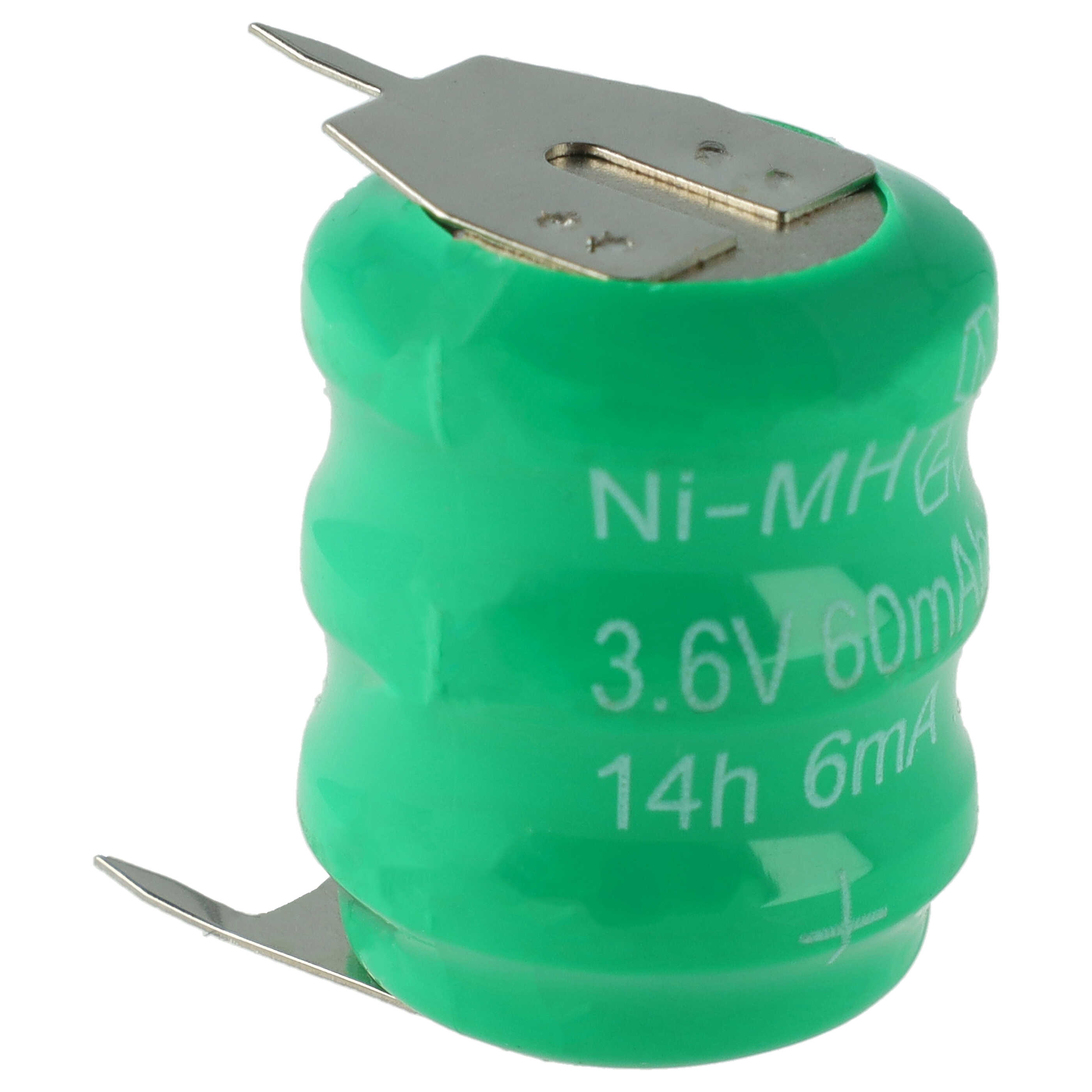 Akumulator guzikowy typ 3/V80H 3 pin do modeli, lamp solarnych itp. zamiennik 3/V80H - 60 mAh 3,6 V NiMH