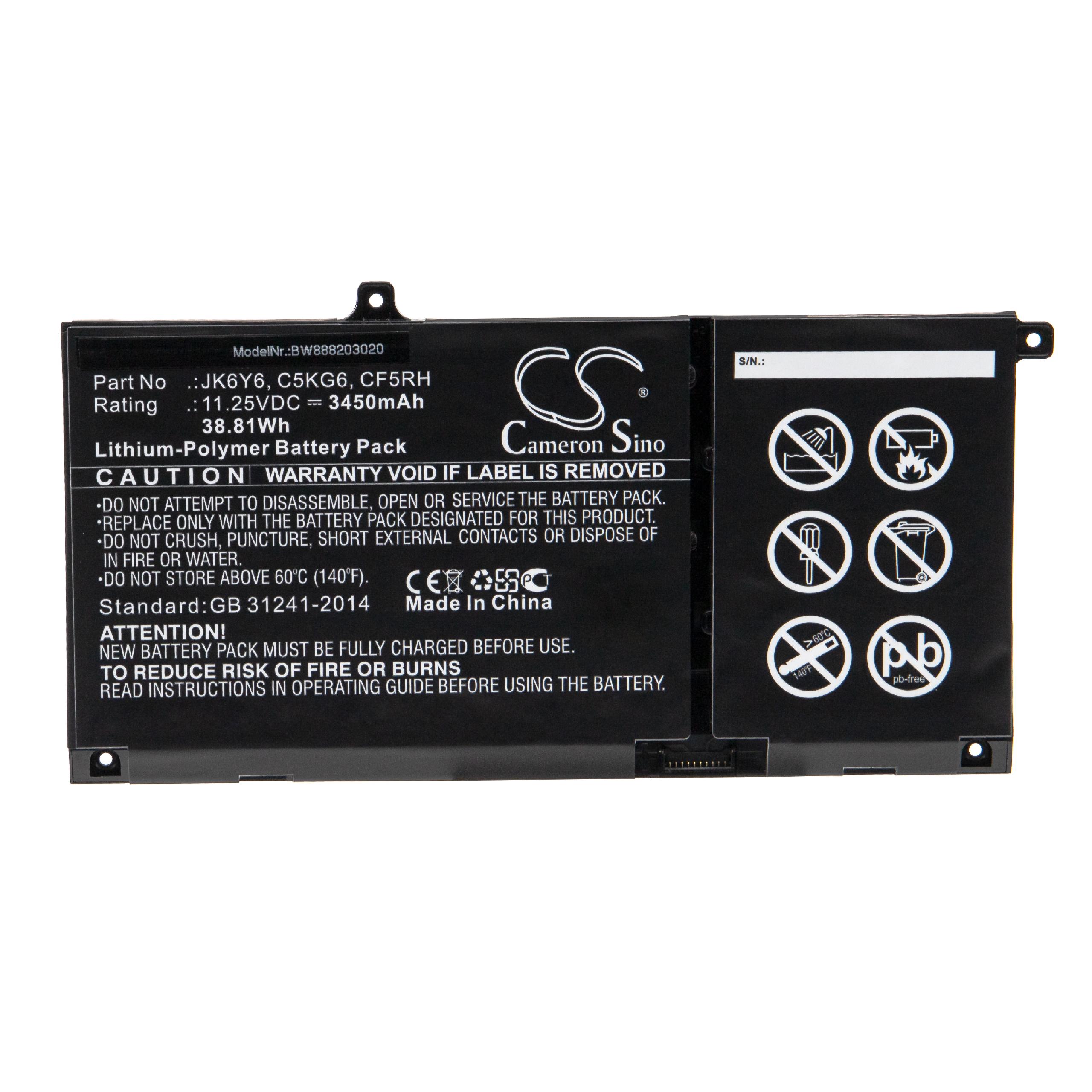 Akumulator do laptopa zamiennik Dell JK6Y6, CF5RH, C5KG6 - 3450 mAh 11,25 V LiPo