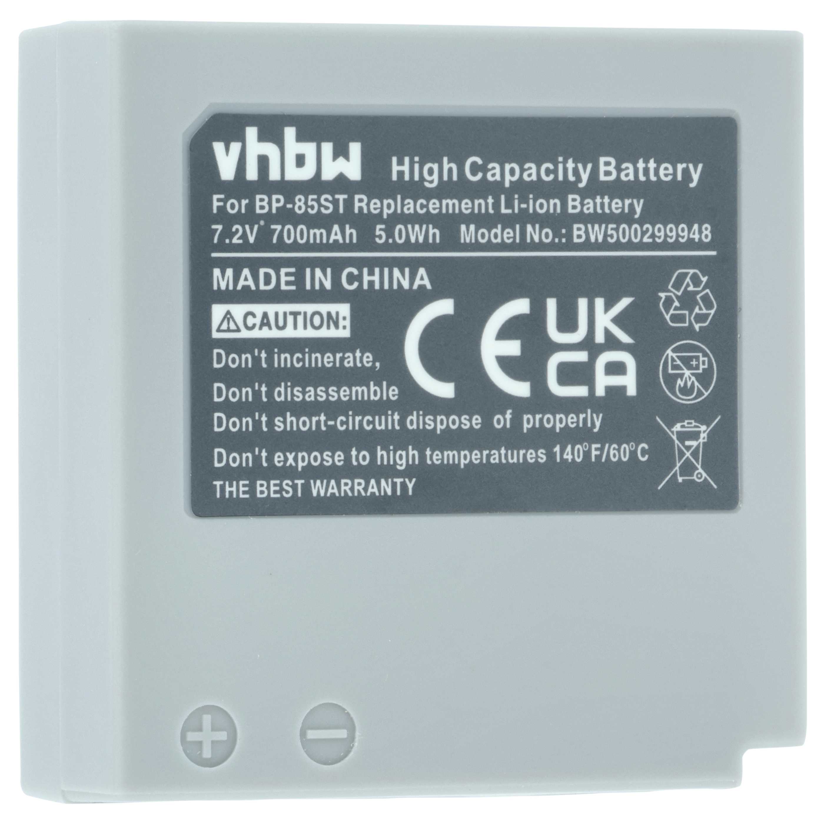 Videocamera 3x Battery replaces Samsung BP-85ST - 700 mAh 7.2 V Li-Ion