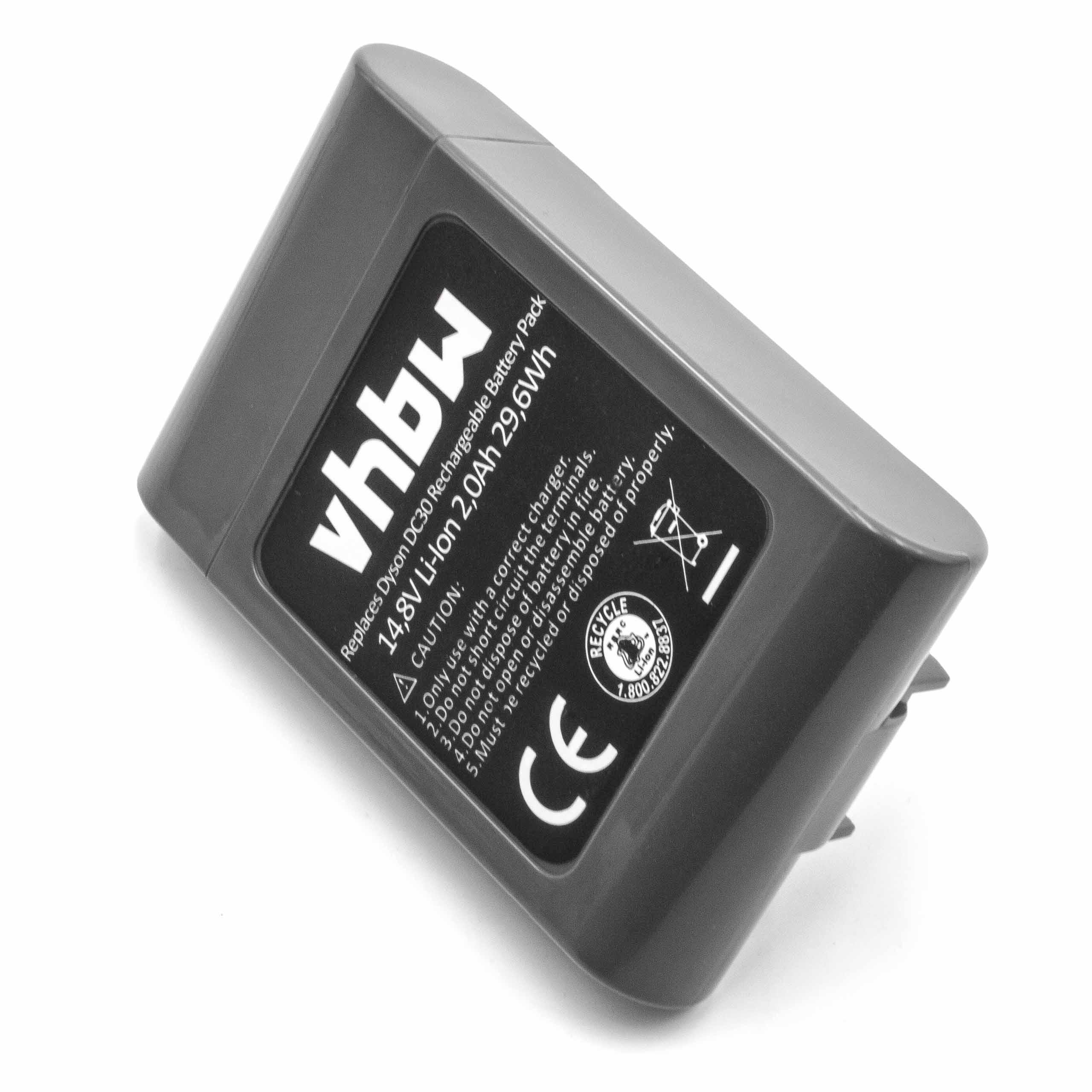 Batterie remplace Dyson 17083-3009, 17083-01-03, 17083-11 10 pour aspirateur - 2000mAh 14,8V Li-ion, gris