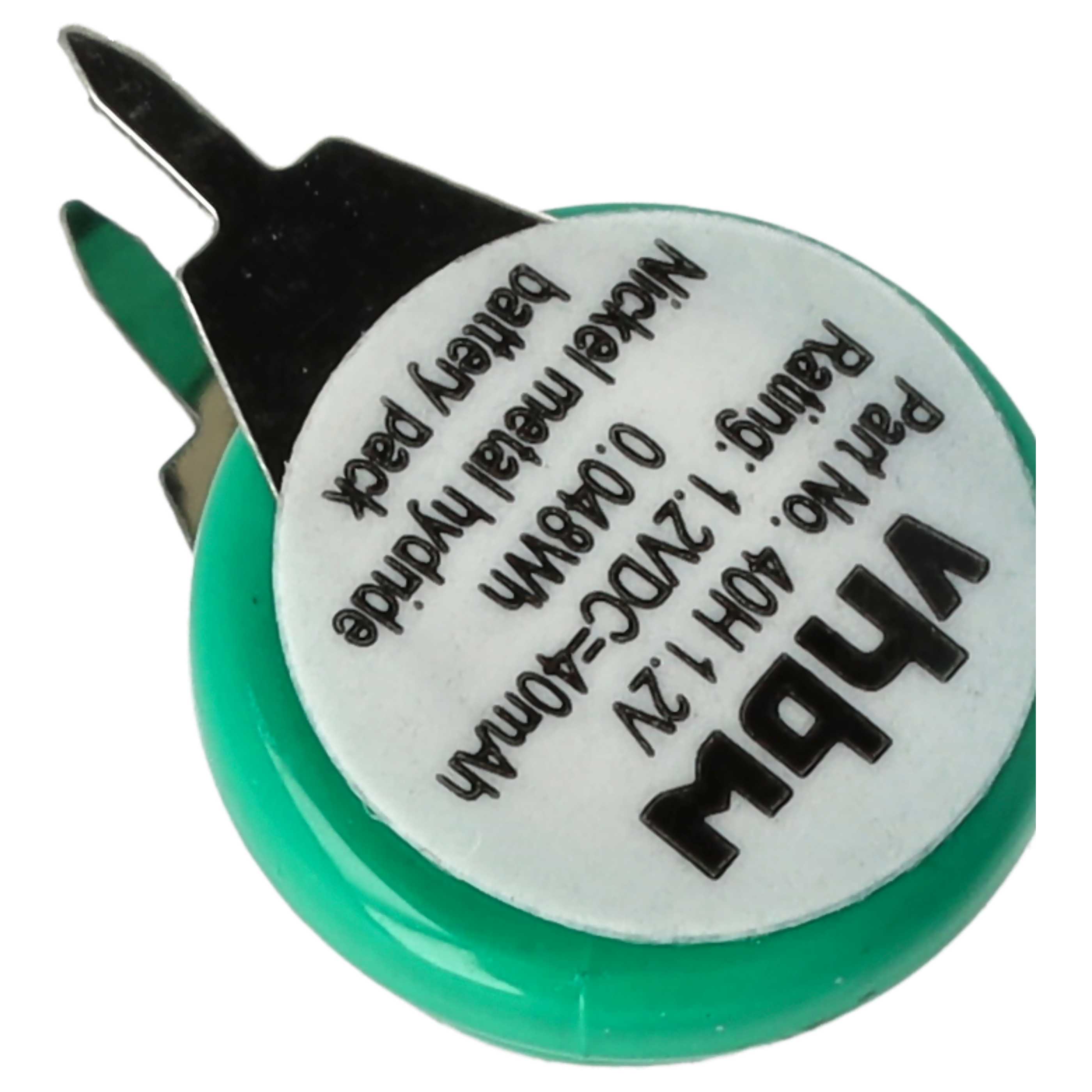 10x Button Cell Battery Type 1/V40H 2 Pins for Model Building Solar Lamps etc. - 40 mAh 1.2 V NiMH
