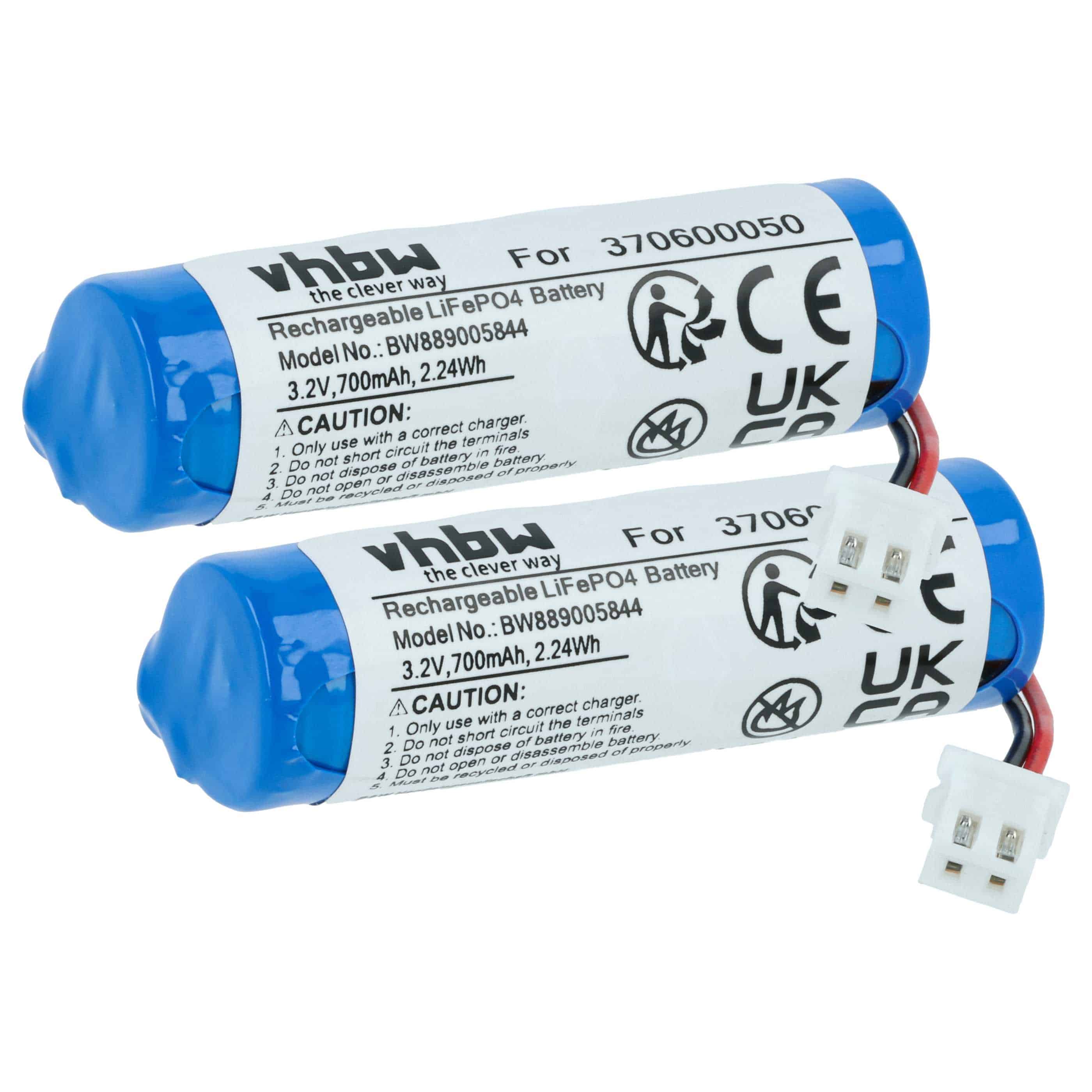 Batterie (2 pcs.) remplace Carrera 370600050 modèle radio-télécommandé - 700mAh 3,2V LiFePO4, JST ZH