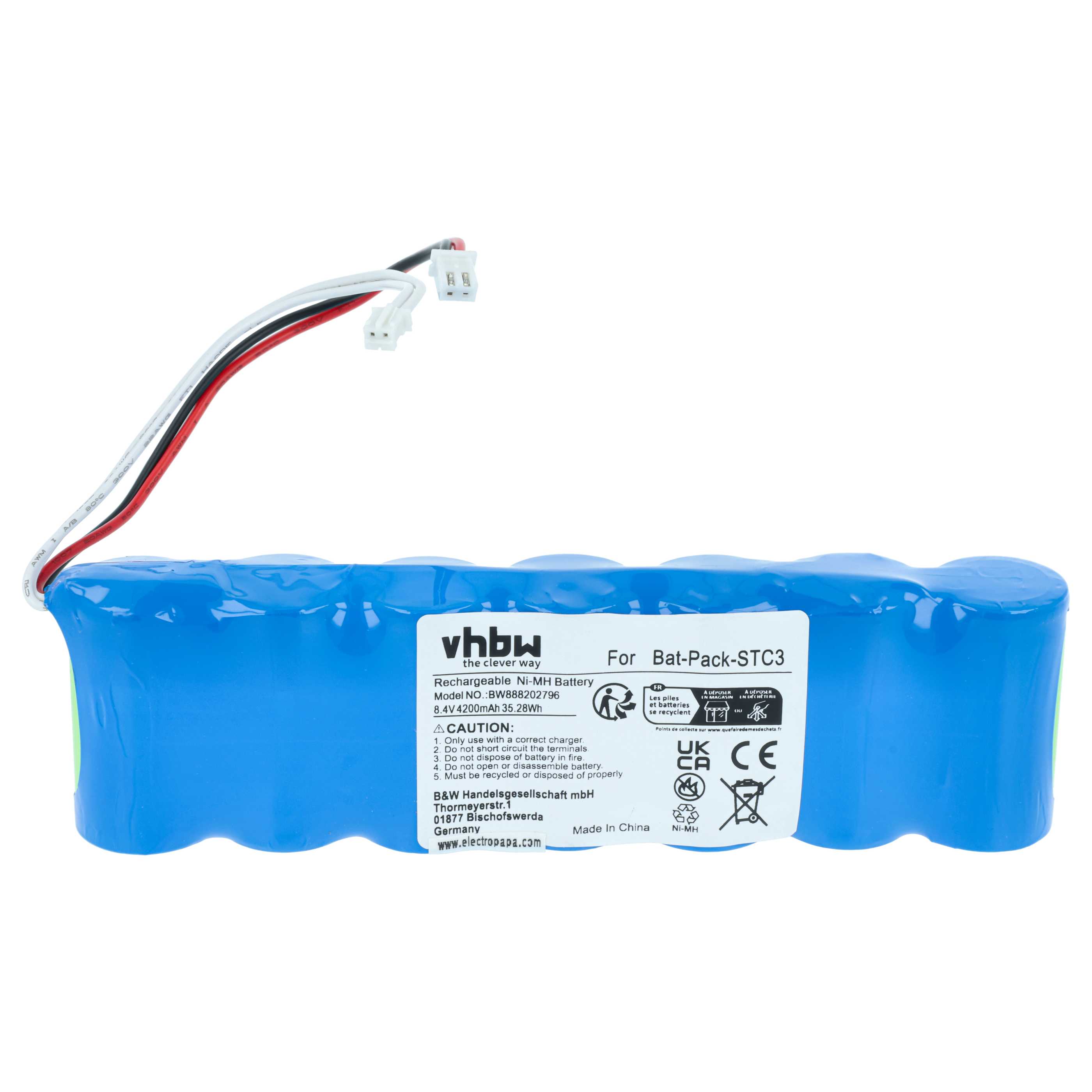 Batería reemplaza Rover Bat-Pack-STC3 para dispositivo medición (4200 mAh, 8,4 V, NiMH)