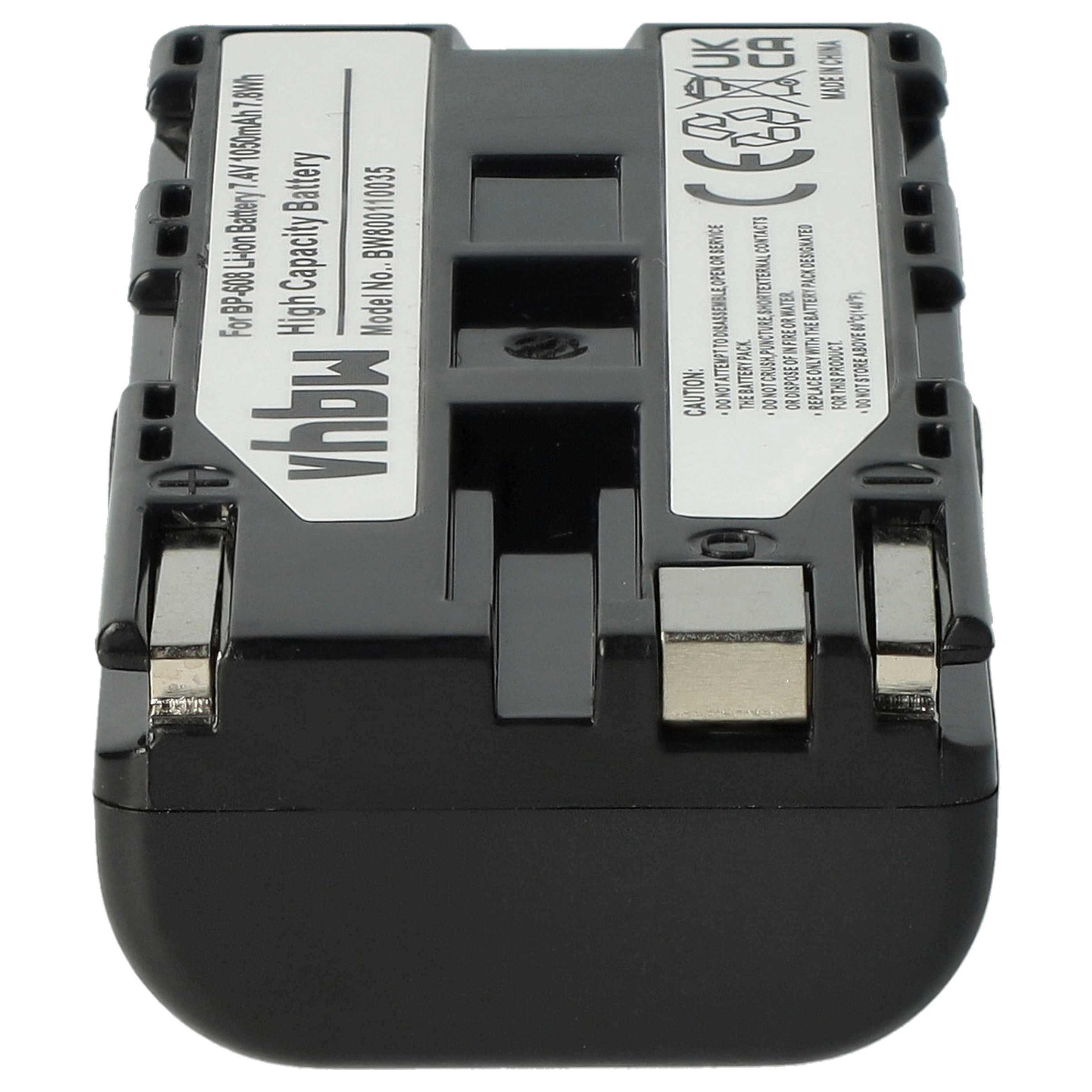 Videocamera 2x Battery replaces Canon BP-608, BP-608A - 1050 mAh 7.4 V Li-Ion