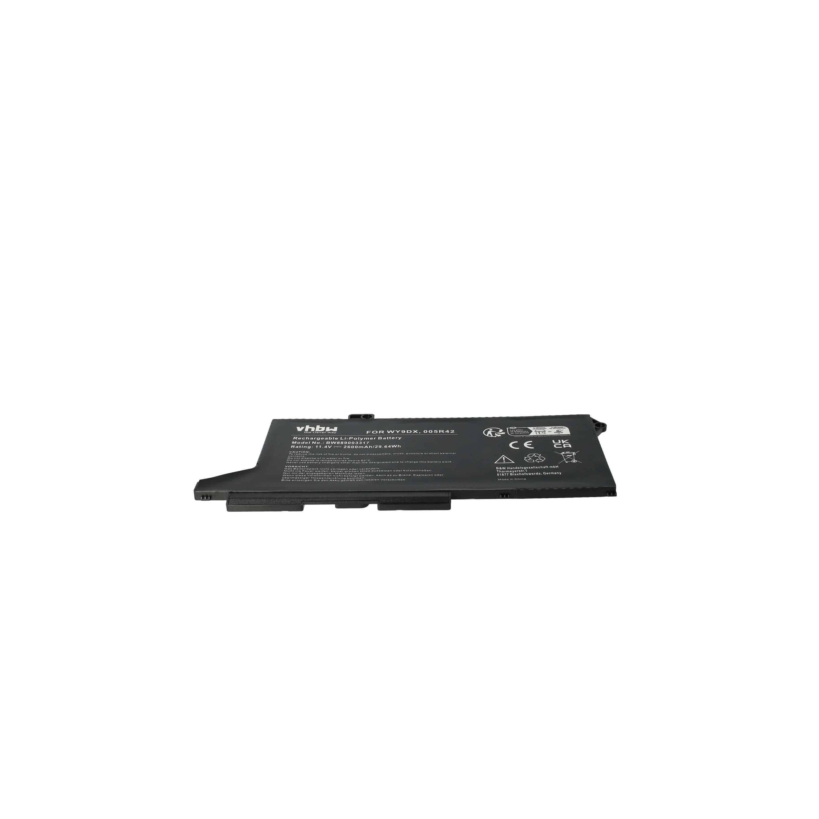 Notebook Battery Replacement for Dell 005R42, WY9DX - 2600 mAh 11.4 V Li-polymer