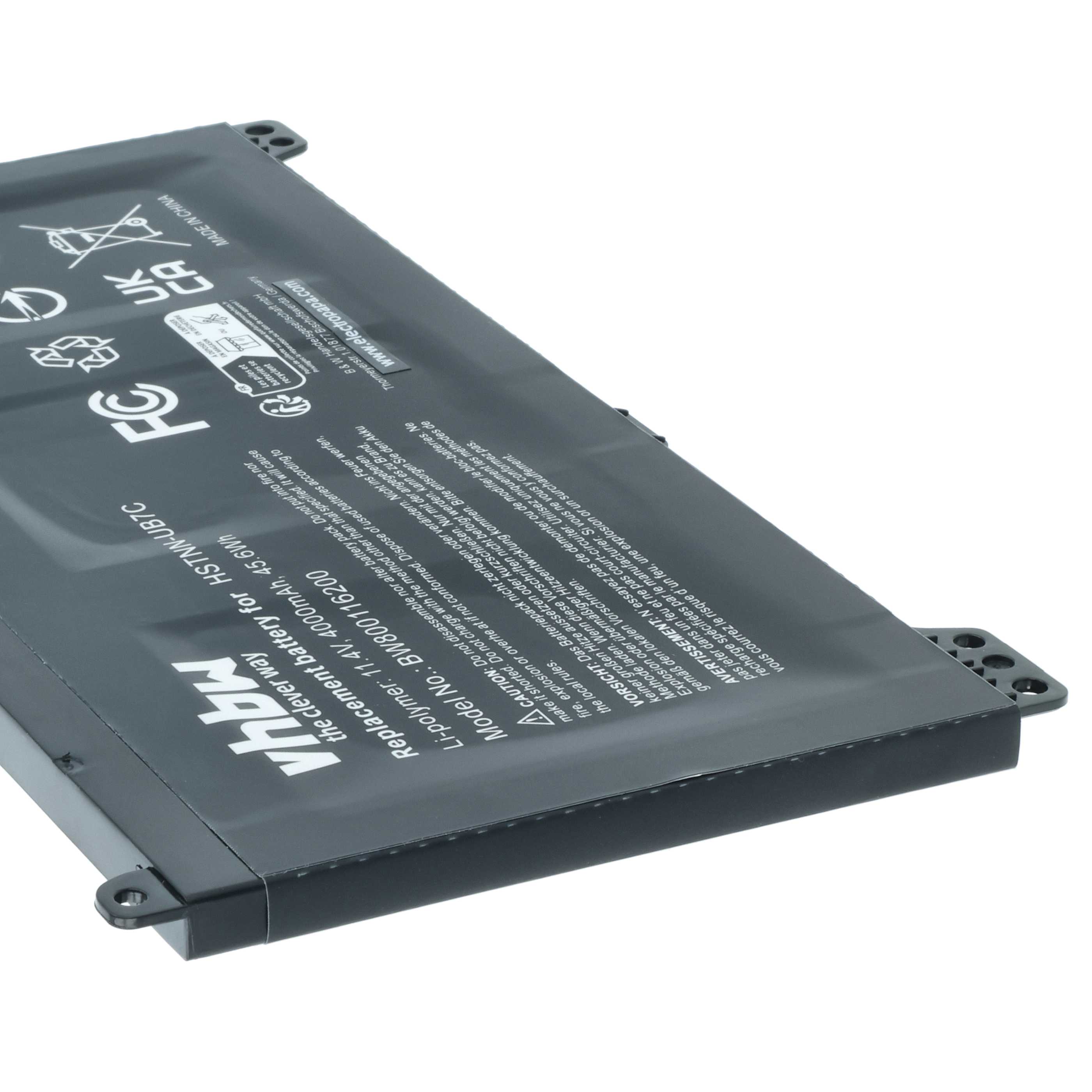 Batteria sostituisce HP 2TT75UT, 2UA28UT, 2TT74UT, 851477-421 per notebook - 4000mAh 11,4V Li-Poly nero