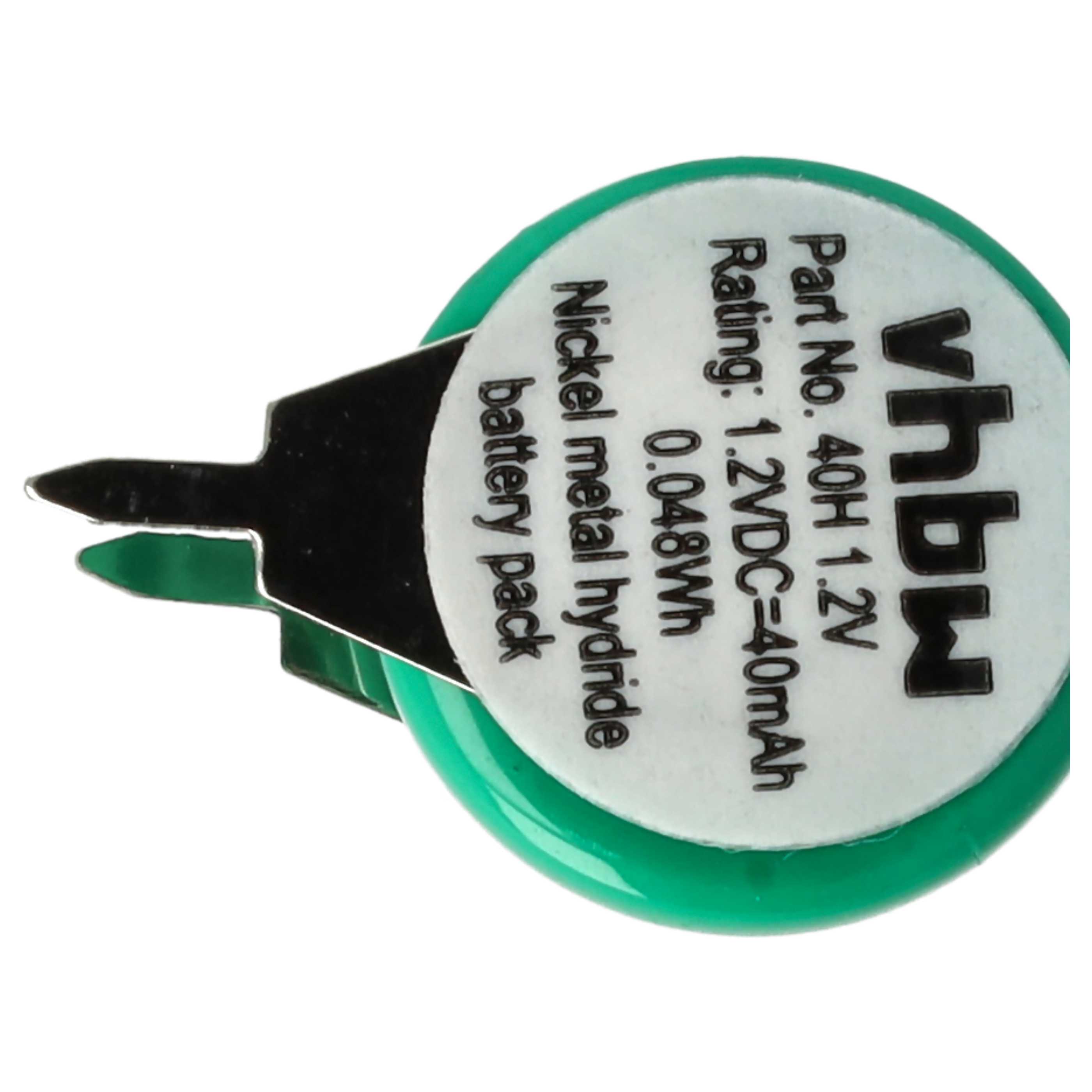 100x Button Cell Battery Type 1/V40H 2 Pins for Model Building Solar Lamps etc. - 40 mAh 1.2 V NiMH