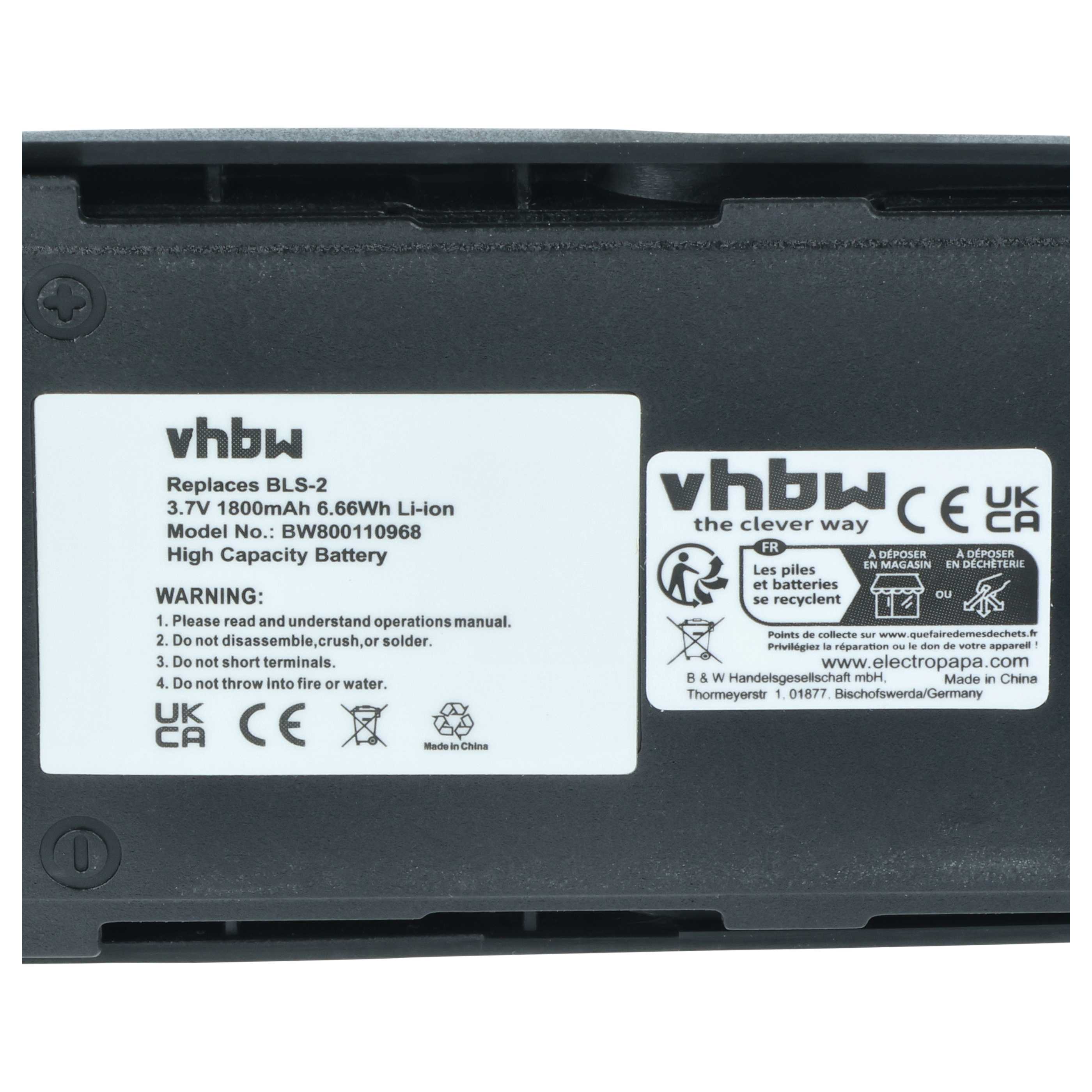 Akumulator do telefonu smartfona zamiennik Nokia BLS-4, BMS-2S, BLS-2, BLS-2N, BPS-2 - 1800 mAh 3,7 V Li-Ion
