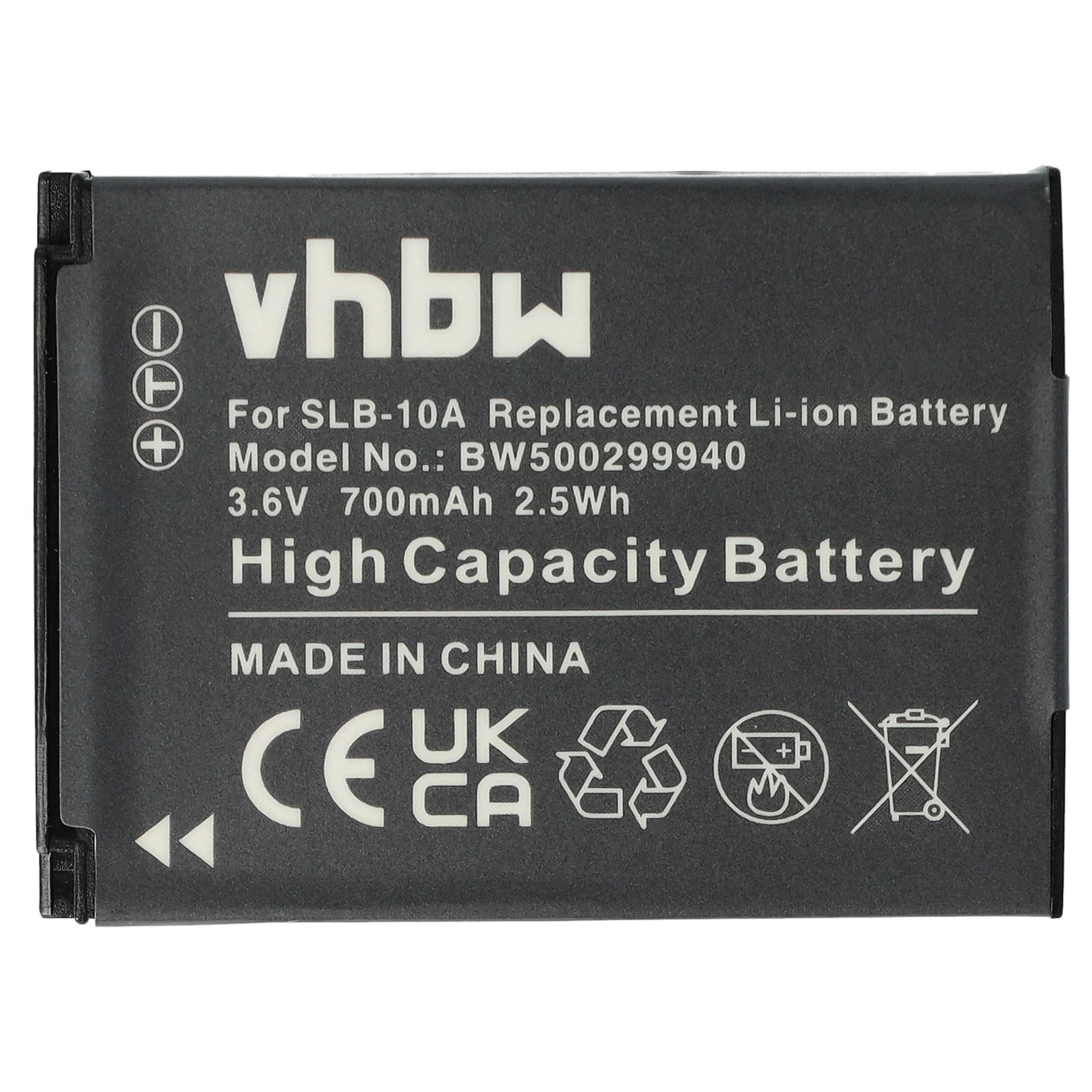 Batterie remplace Samsung BP-10A, SLB-10A, BP10A pour appareil photo - 700mAh 3,6V Li-ion