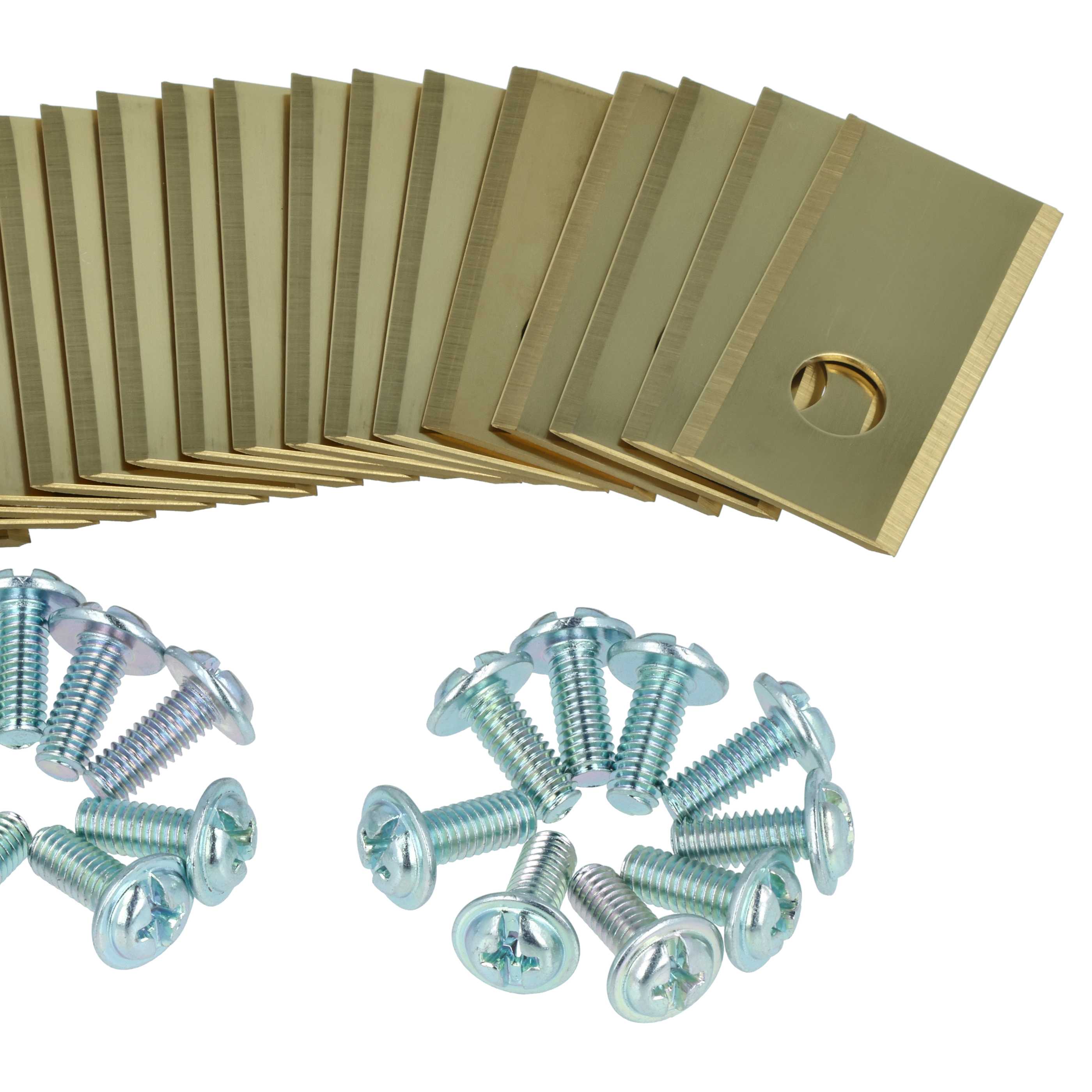 18x Lames pour tondeuse Philips, Scheppach, Worx, Landxcape – Couteaux apatite de titane, Silber Gold