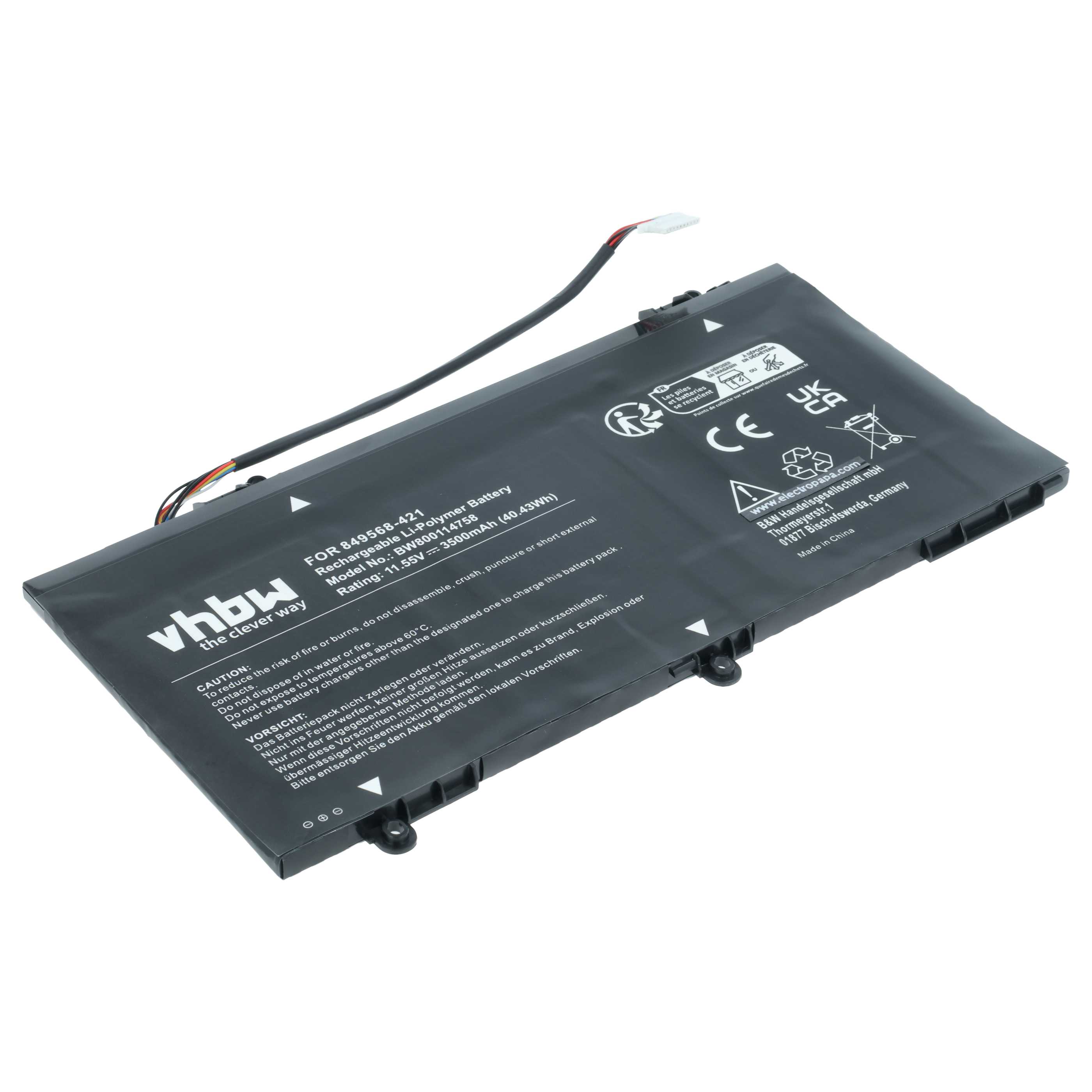 Akumulator do laptopa zamiennik HP 849909-850, 849568-421, 849908-850 - 3500 mAh 11,55 V Li-Ion, czarny