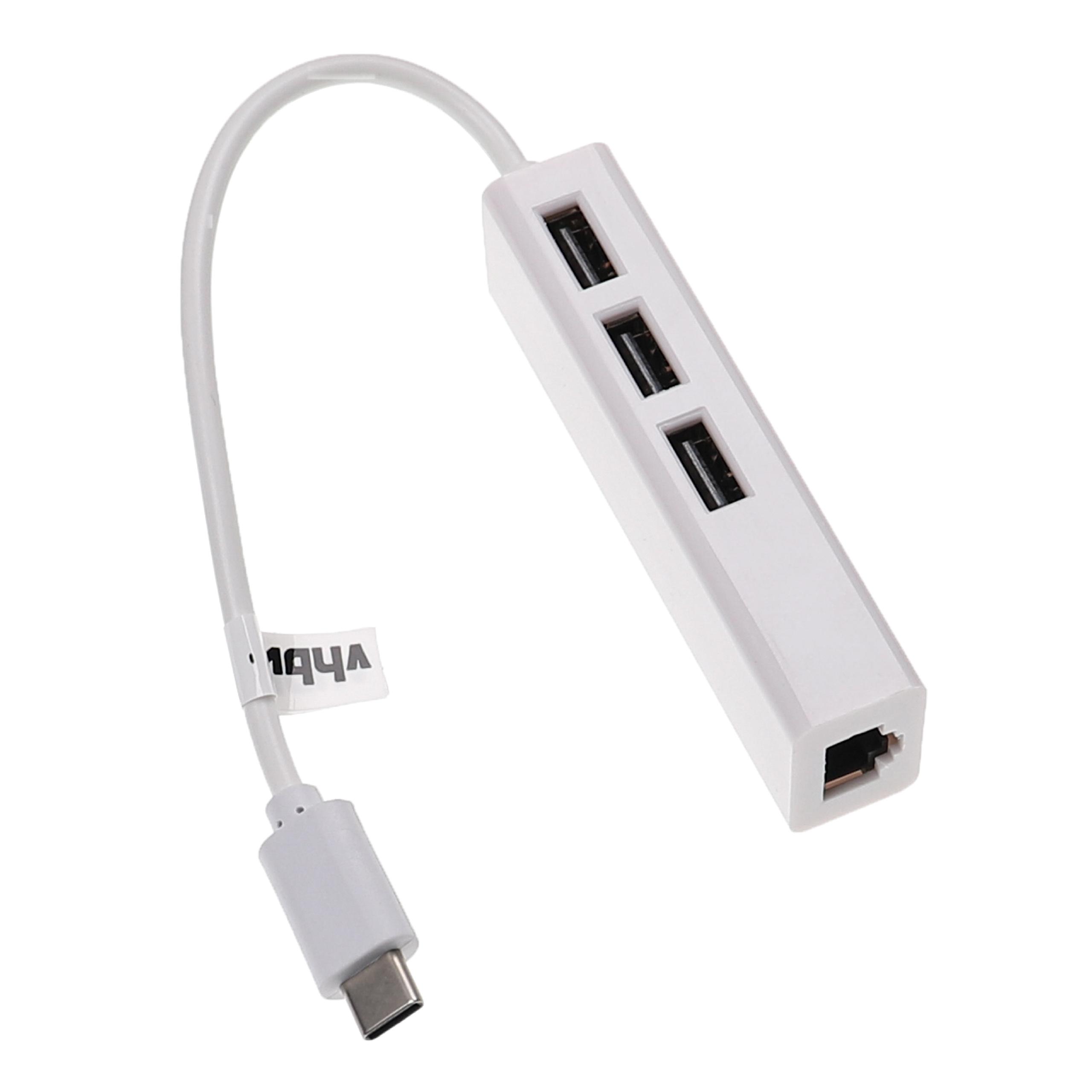Adattatore Ethernet da USB-C (m) a RJ45 (f) per laptop, notebook, PC + 3 porte USB-A aggiuntive