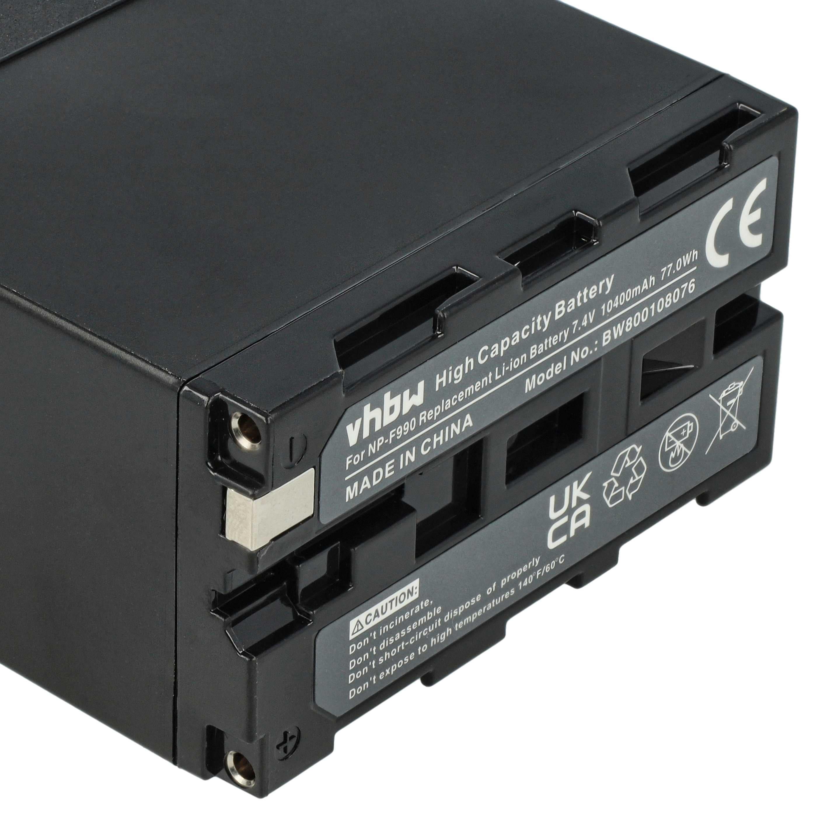 Videocamera 2x Battery replaces Sony NP-F930, NP-F990, NP-F970, NP-F960, NP-F950 - 10400 mAh 7.4 V Li-Ion