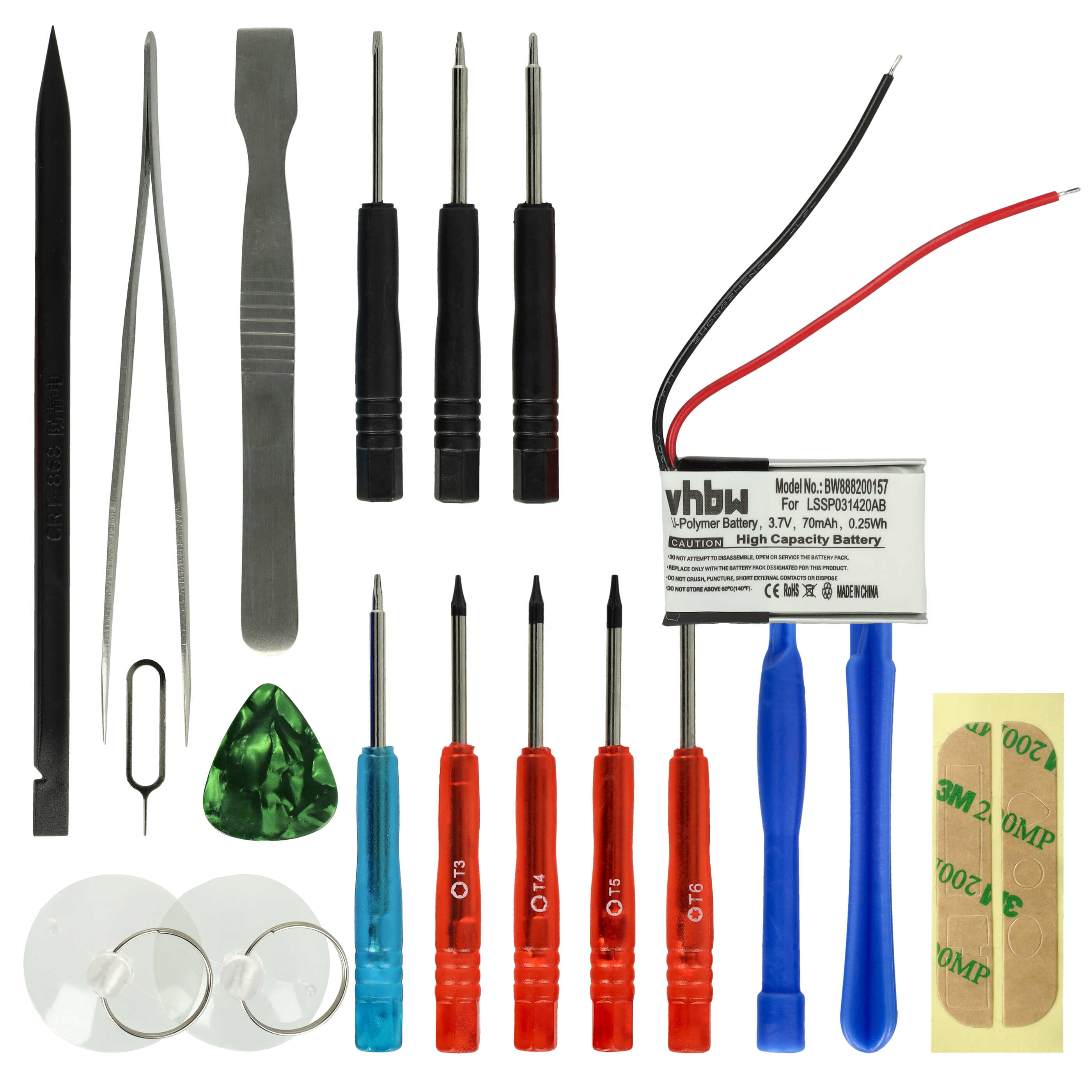 Smartwatch Battery replaces Fitbit LSSP031420AB - 70 mAh 3.7 V Li-polymer + Tools
