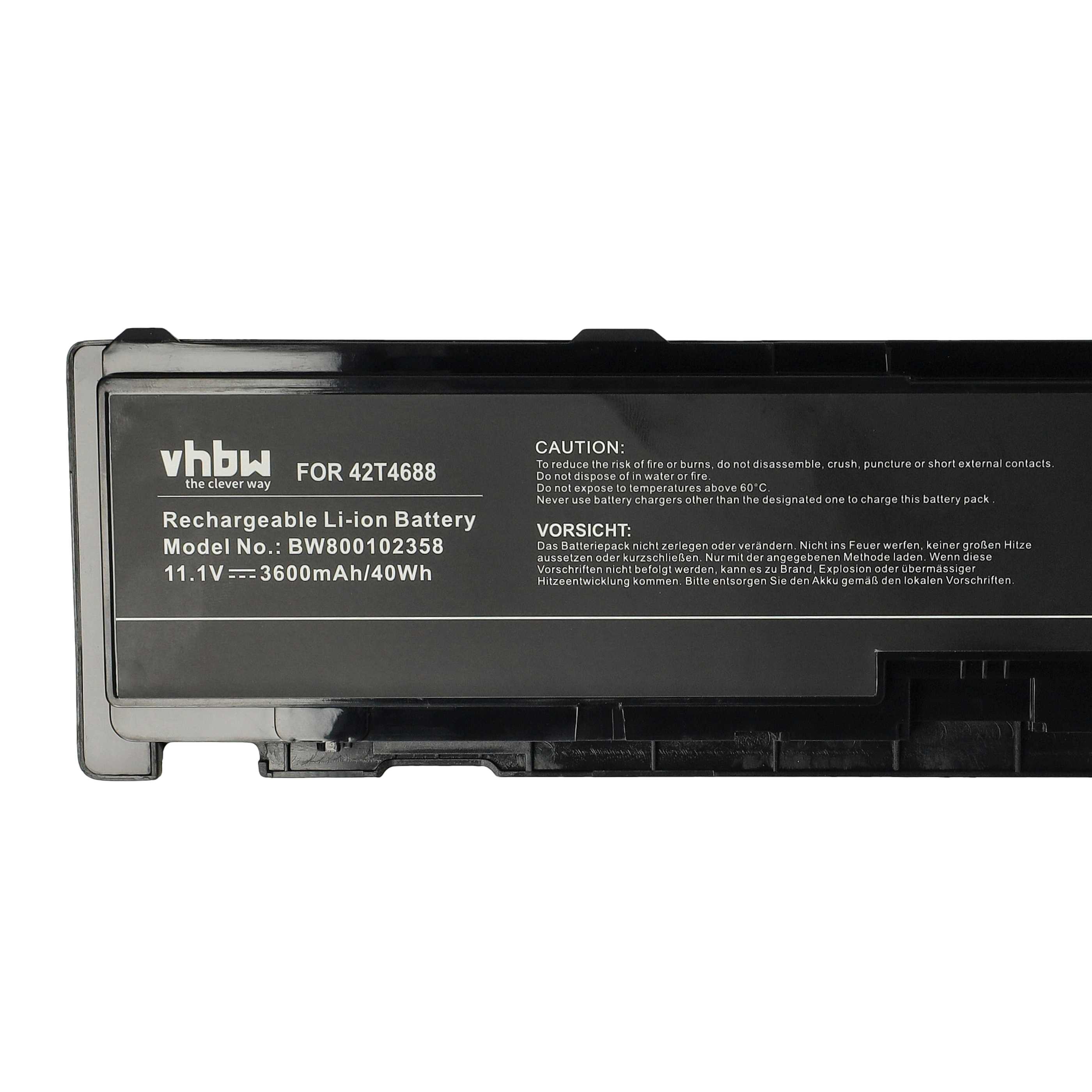 Akumulator do laptopa zamiennik Lenovo 42T4690, 42T4691, 42T4688, 42T4689 - 3600 mAh 11,1 V Li-Ion, czarny