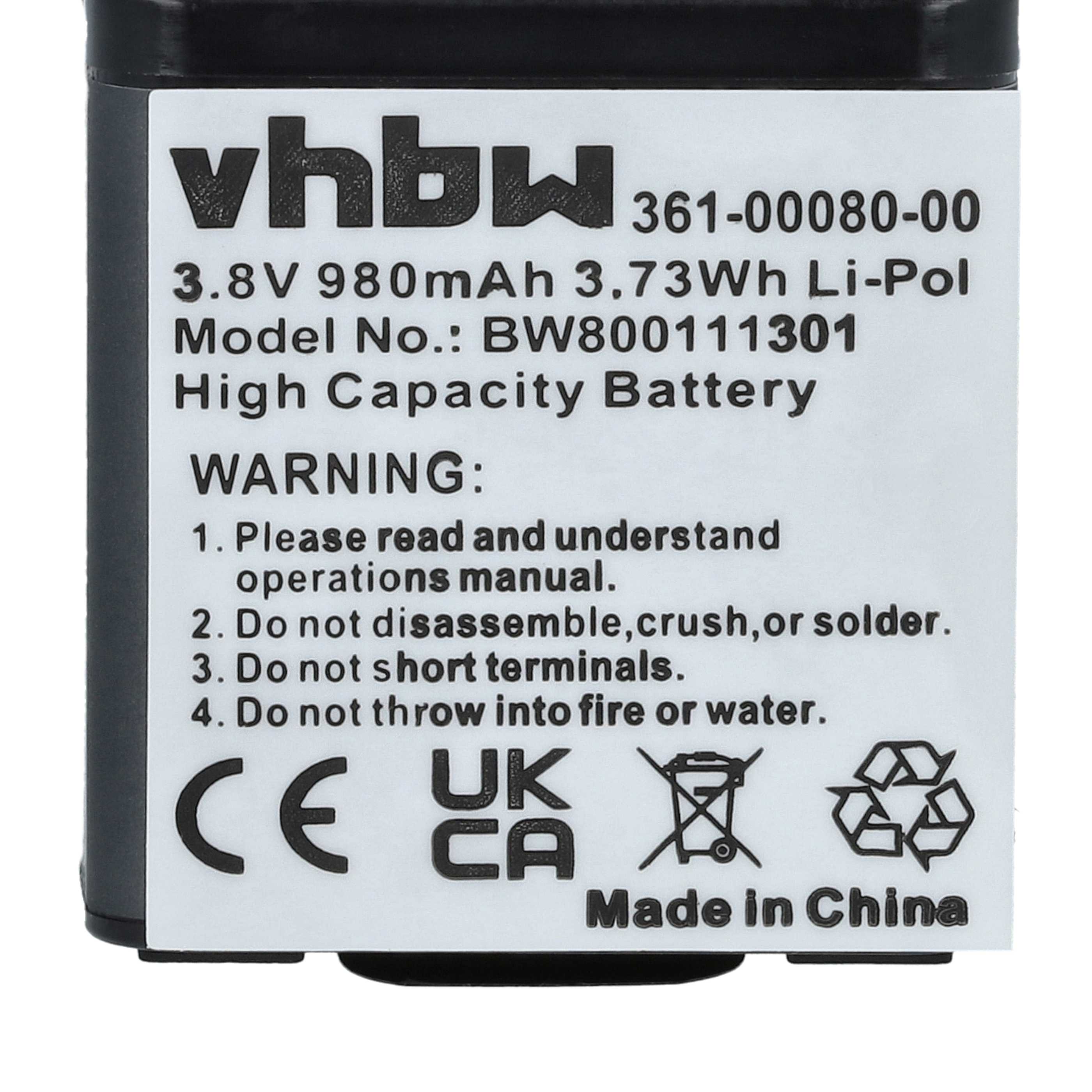 Videocamera 2x Battery replaces Garmin 010-01363-10, 010-12256-01, 361-00080-00 - 980 mAh 3.8 V Li-polymer