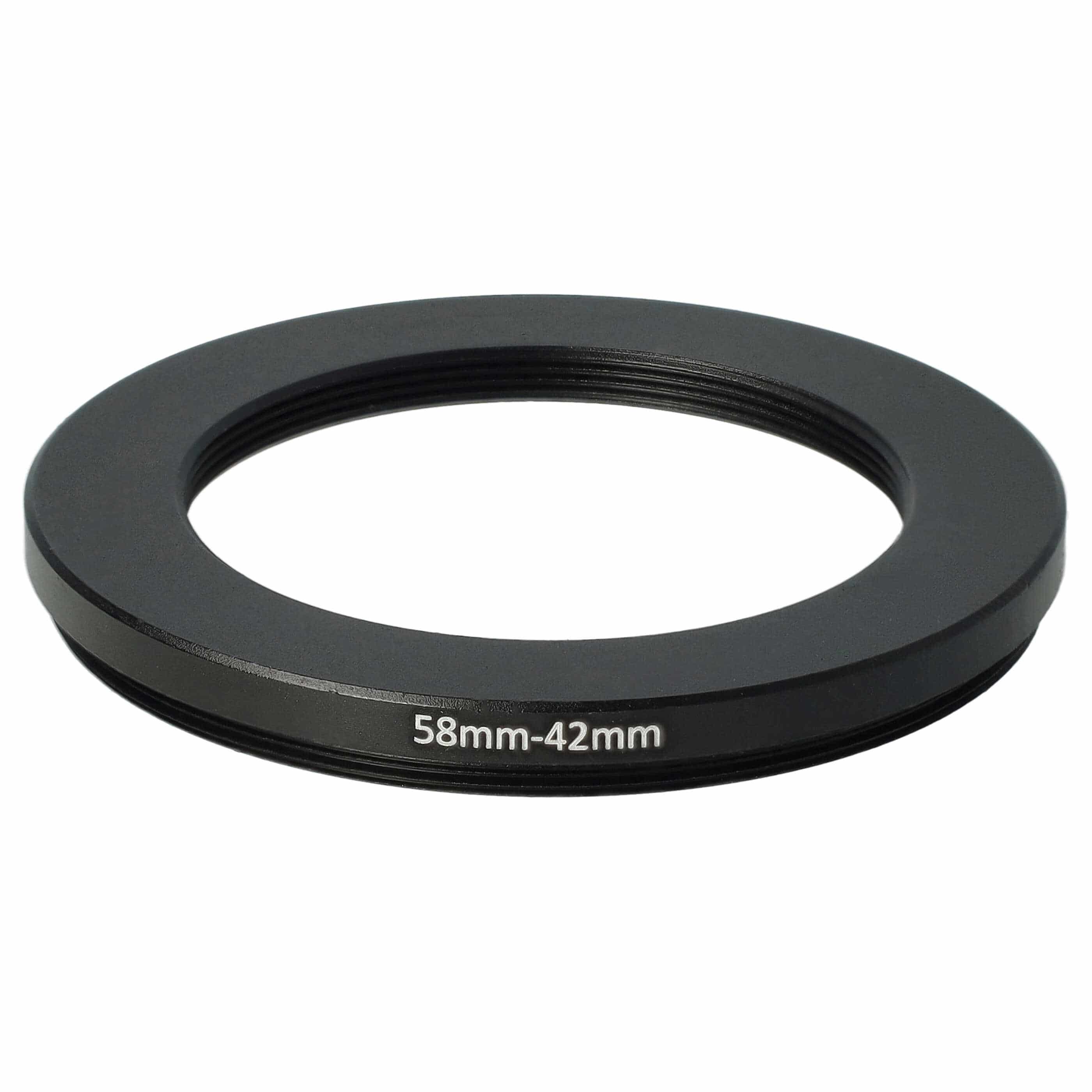 Anillo adaptador Step Down de 58 mm a 42 mm para objetivo de la cámara - Adaptador de filtro, metal, negro