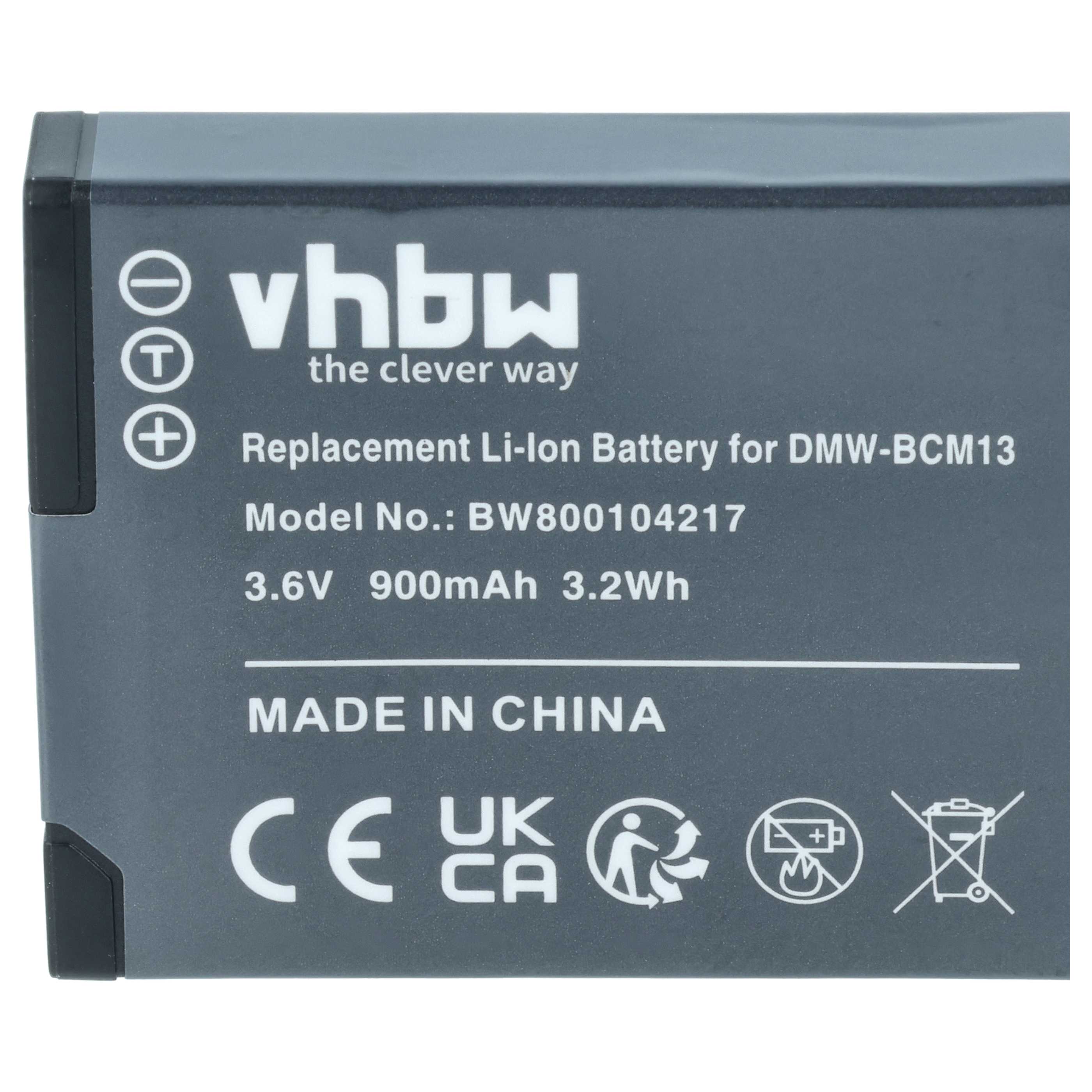 Battery replaces Panasonic DMW-BCM13E, DMW-BCM13PP, DMW-BCM13 - 900mAh, 3.6V, Li-Ion