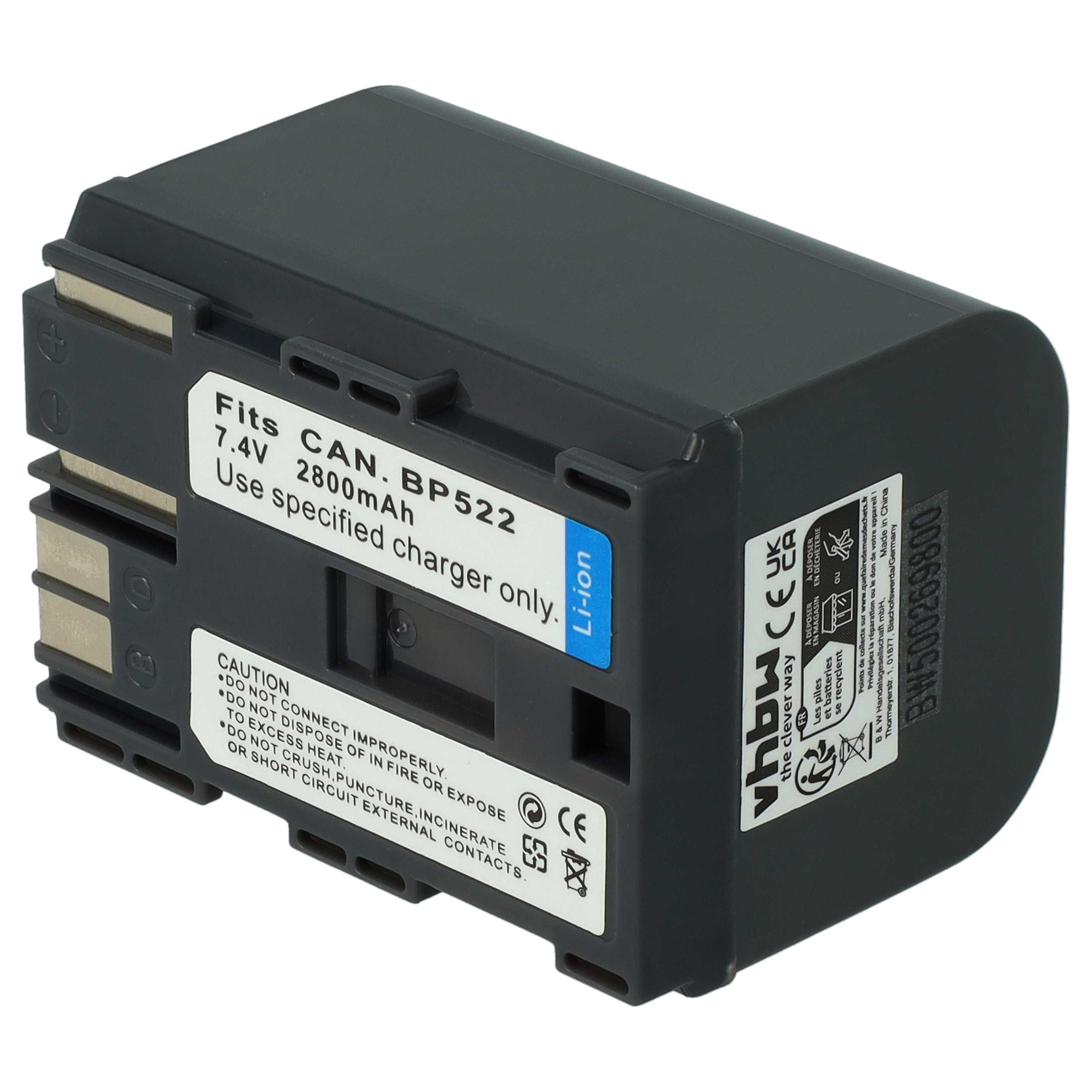 2x Akku für Canon wie BP-522 u.a. 2800mAh