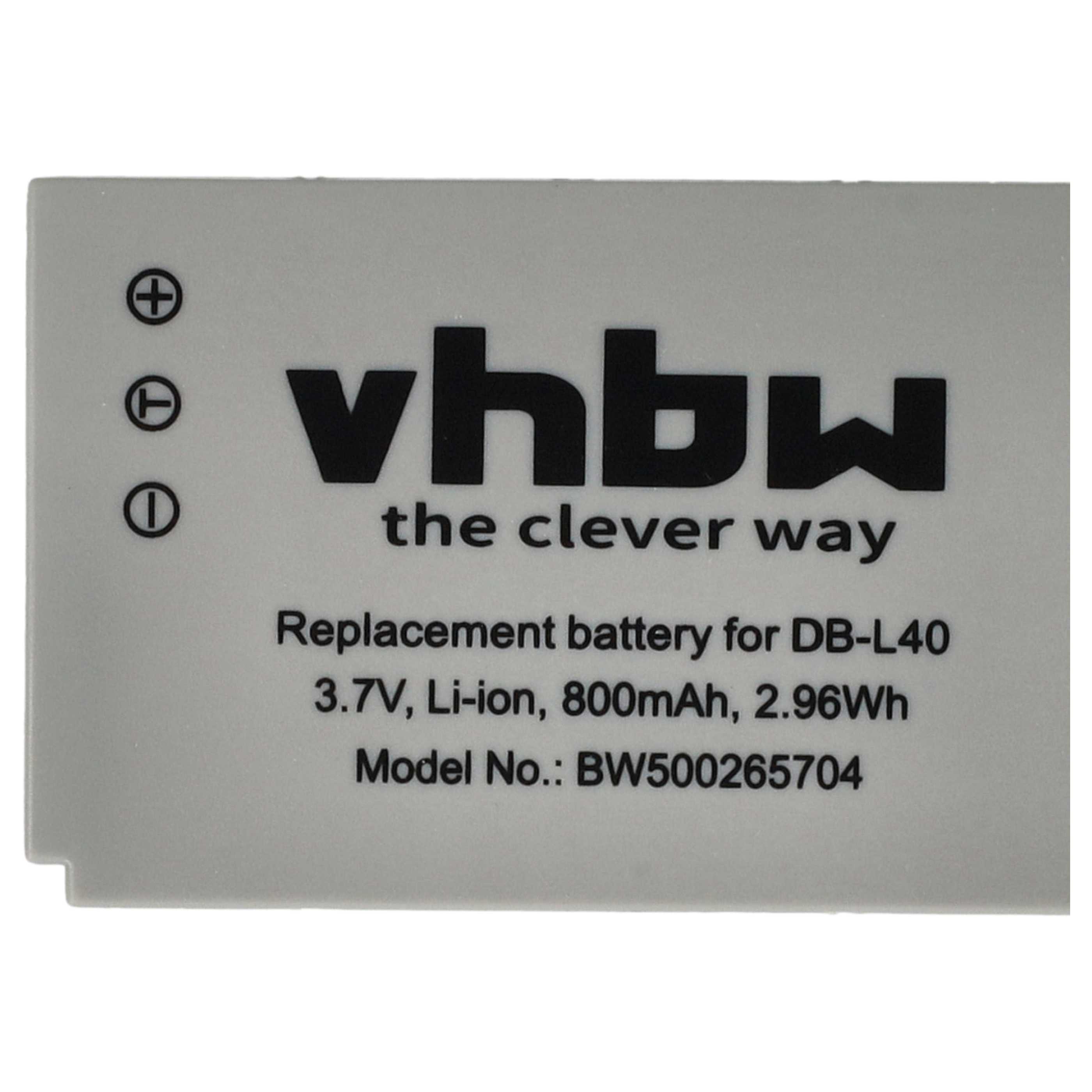 Videocamera 2x Battery replaces Sanyo DB-L40AU, DB-L40 - 800 mAh 3.7 V Li-Ion