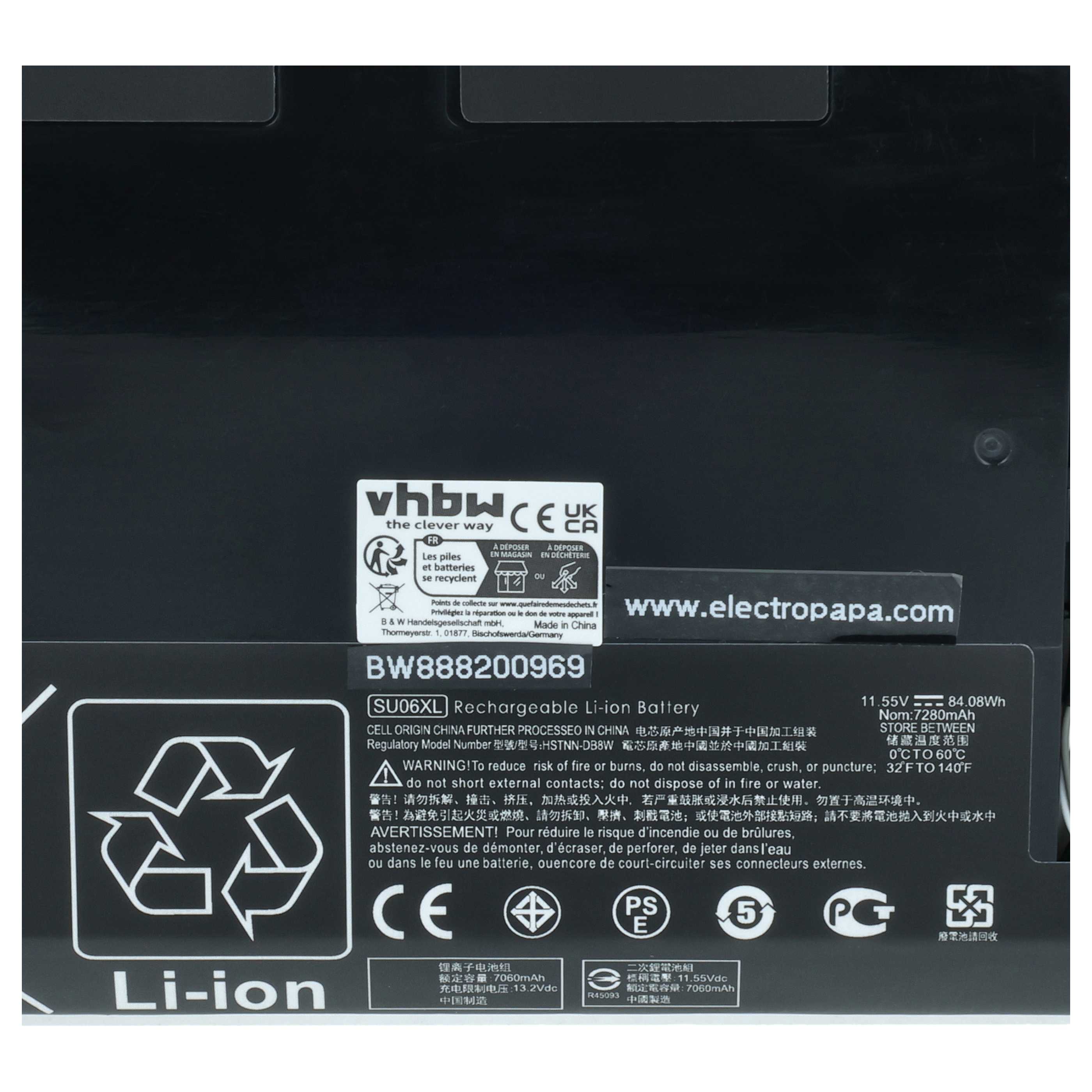 Akumulator do laptopa zamiennik HP HSTNN-DB8W, L29048271, HSTNNDB8W - 7100 mAh 11,55 V LiPo, czarny