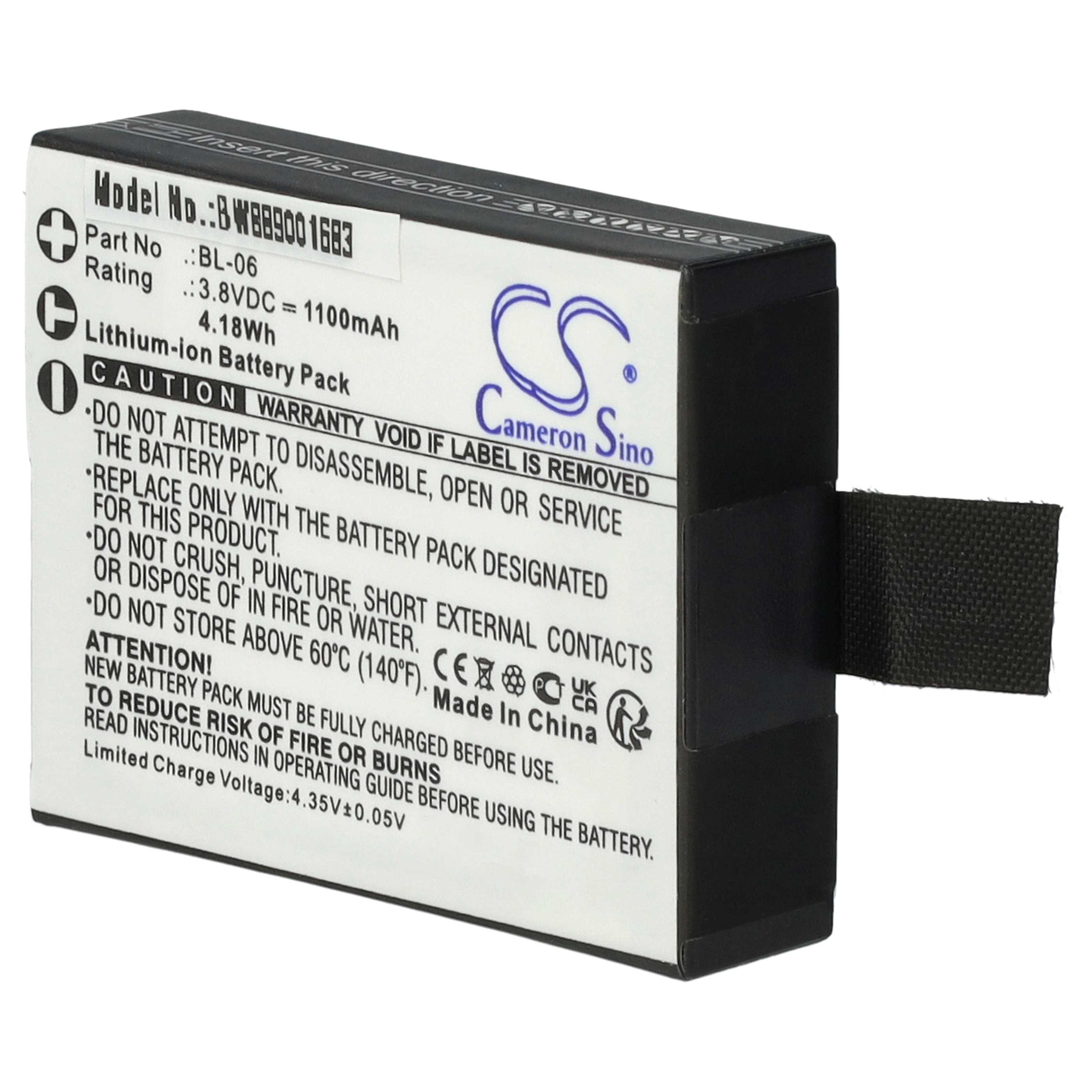 2x Battery replaces BL-06 - 1100mAh, 3.8V, Li-Ion