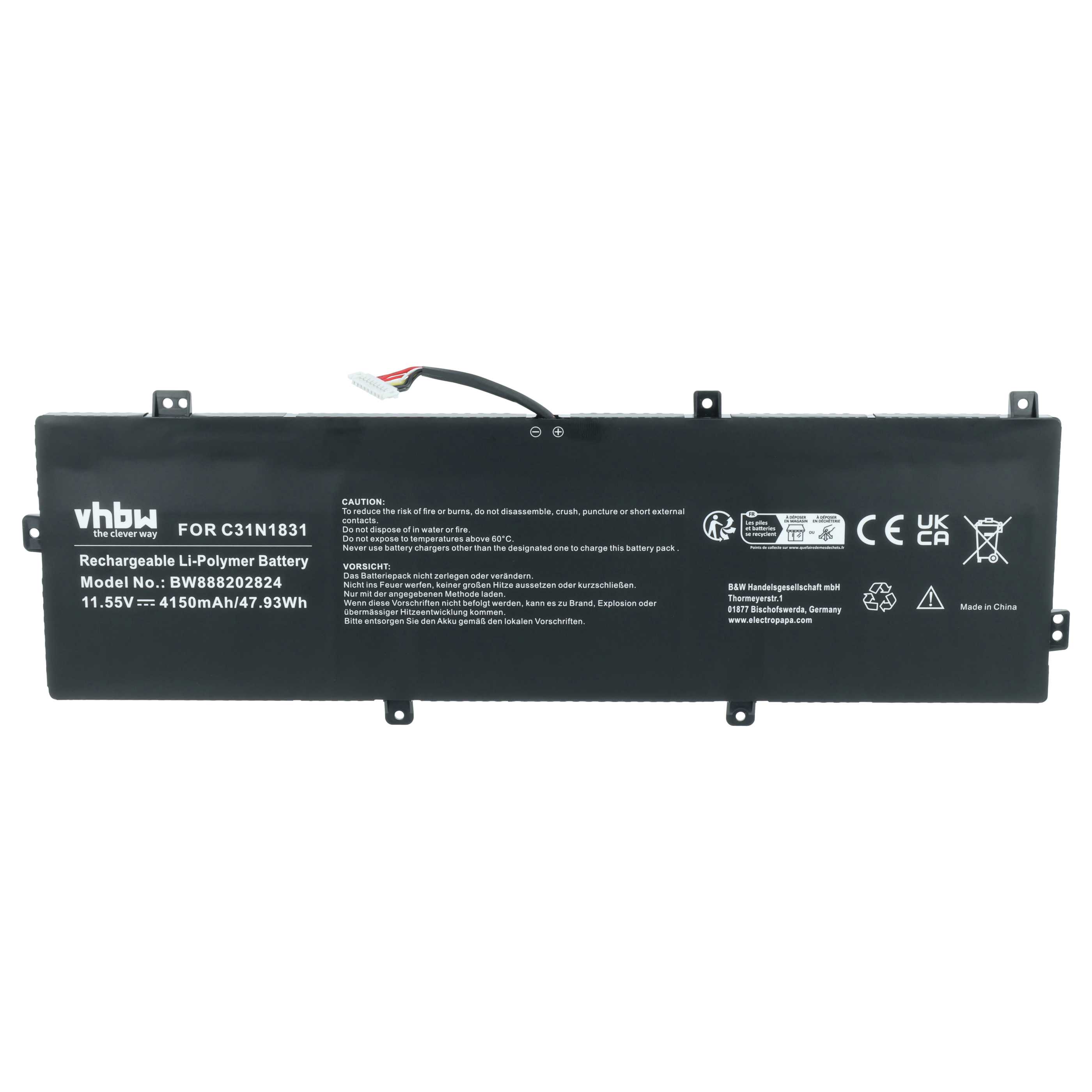 Akumulator do laptopa zamiennik Asus C31N1831, 0B200-03630000, 0B200-03330200 - 4150 mAh 11,55 V LiPo