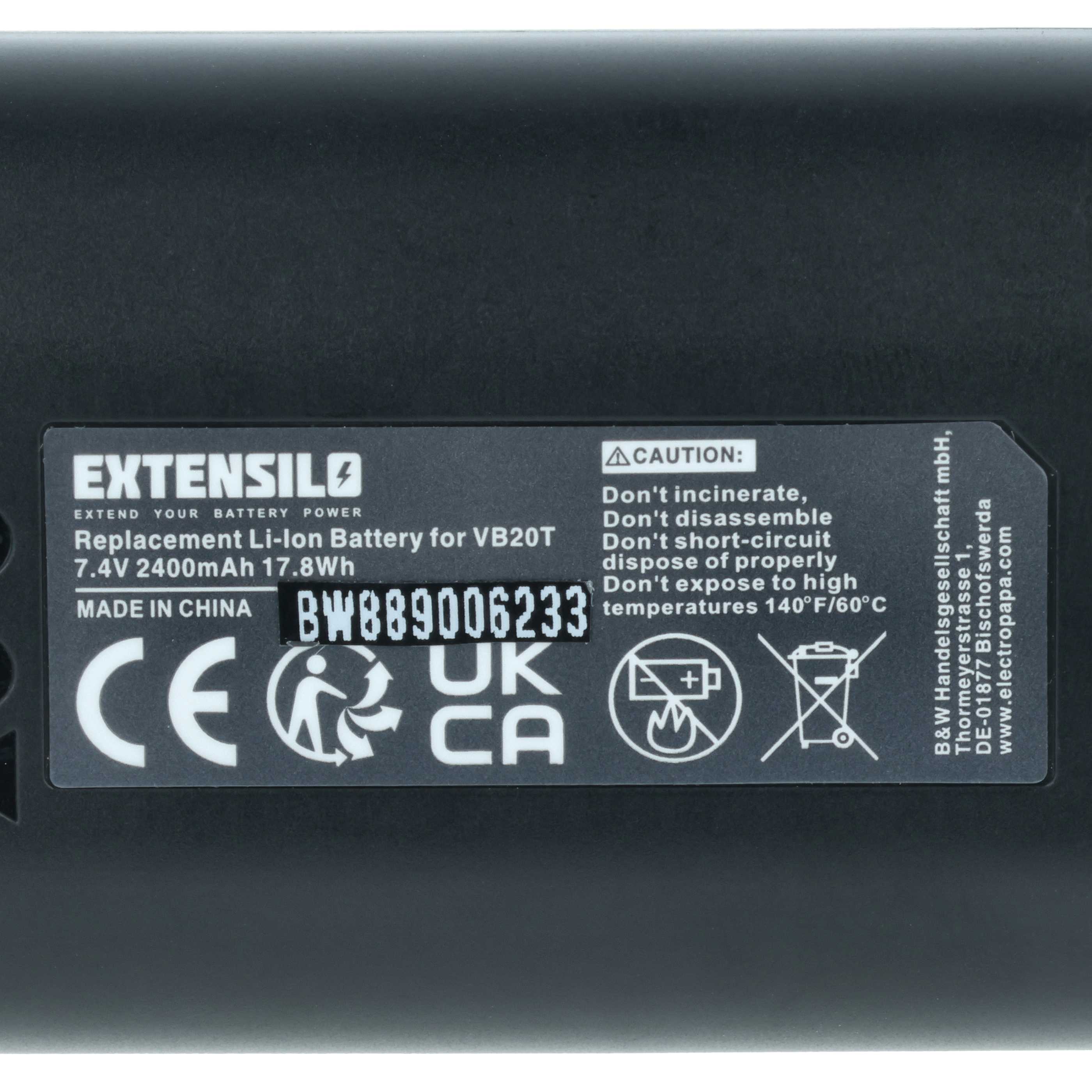 Camera Flash Unit Battery replaces Godox 5167, VB-20 - 2400 mAh 7.4 V Li-Ion