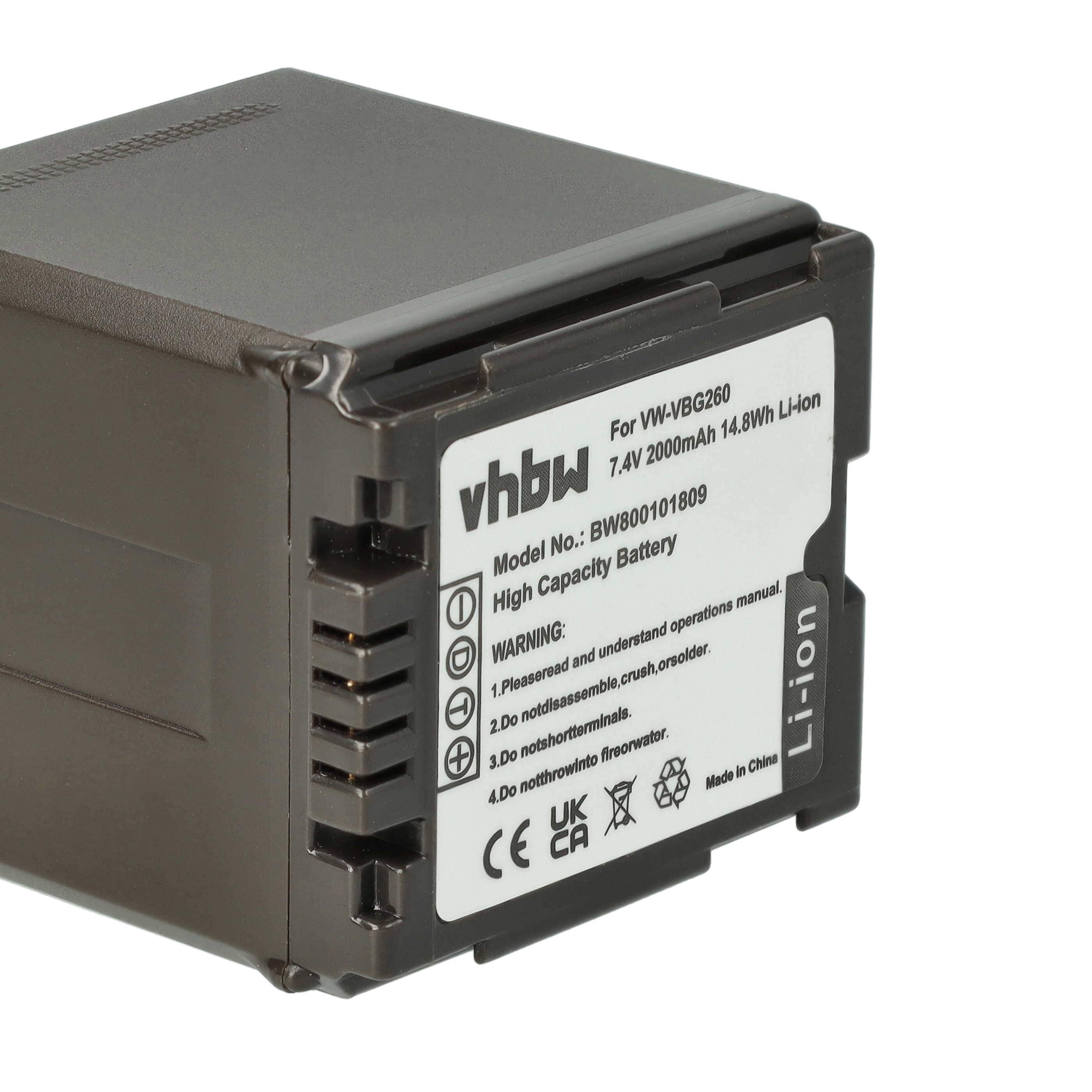 Videocamera 3x Battery replaces Panasonic VW-VBG260 - 2000 mAh 7.2 V Li-Ion
