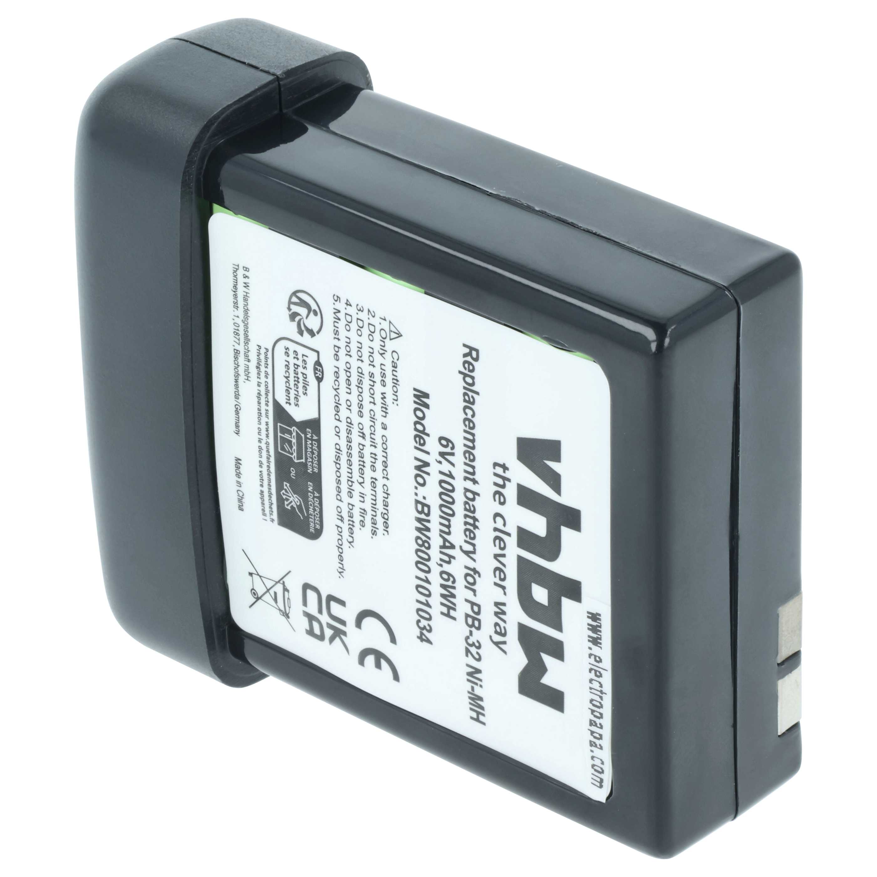2x Batteria sostituisce Kenwood PB-32, PB-32H, PB-33 per dispositivo radio - 1000mAh 6V NiMH