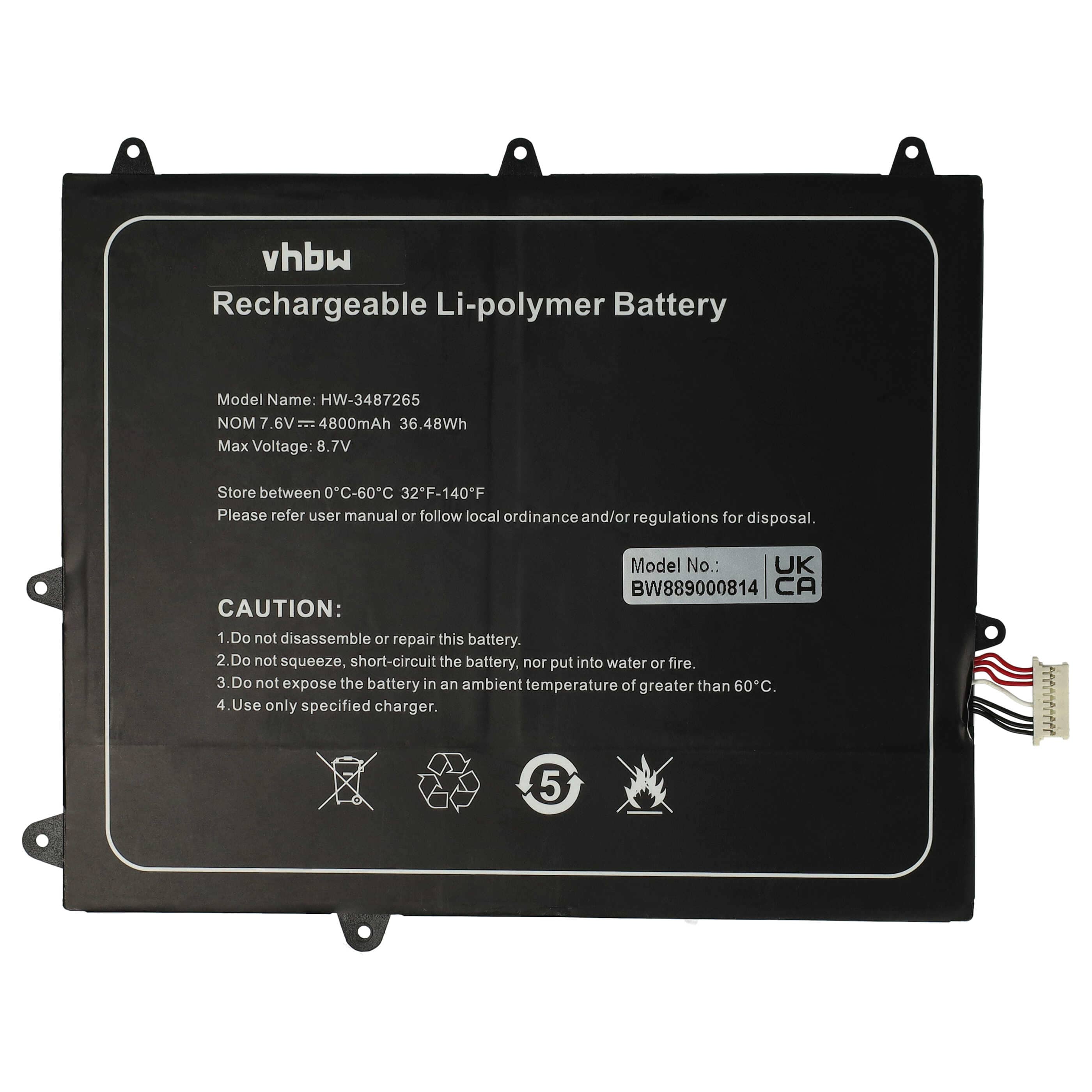 Akumulator do laptopa zamiennik Trekstor 3487265P, HW-3487265, TH116A - 4800 mAh 7,6 V LiPo
