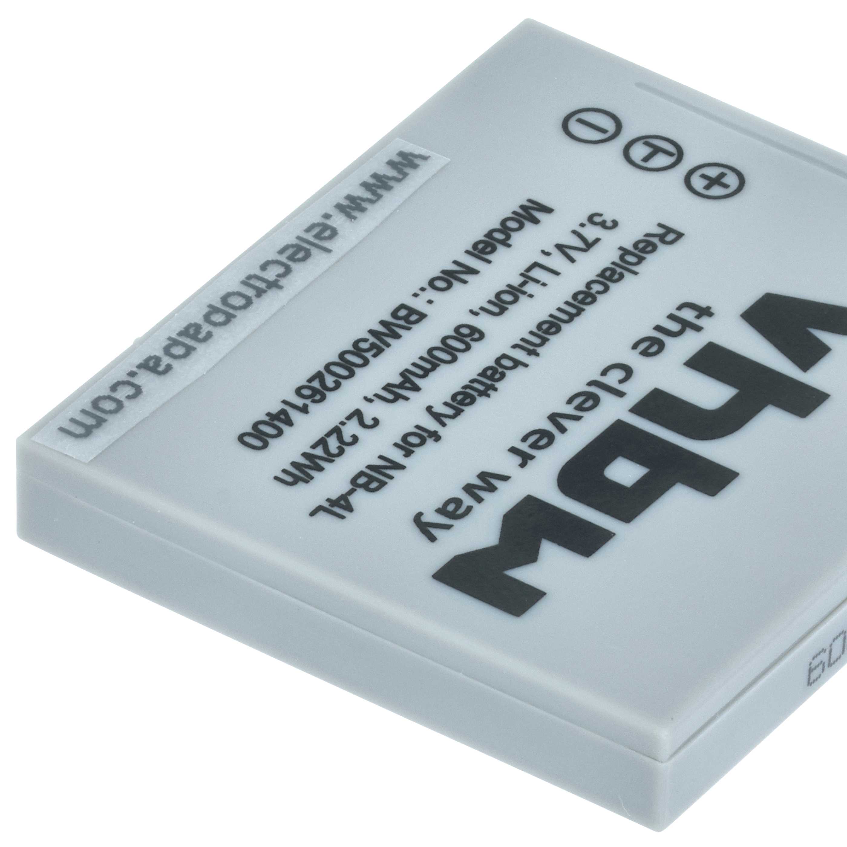 Batteria sostituisce Canon NB-4L per fotocamera - 600mAh 3,6V Li-Ion