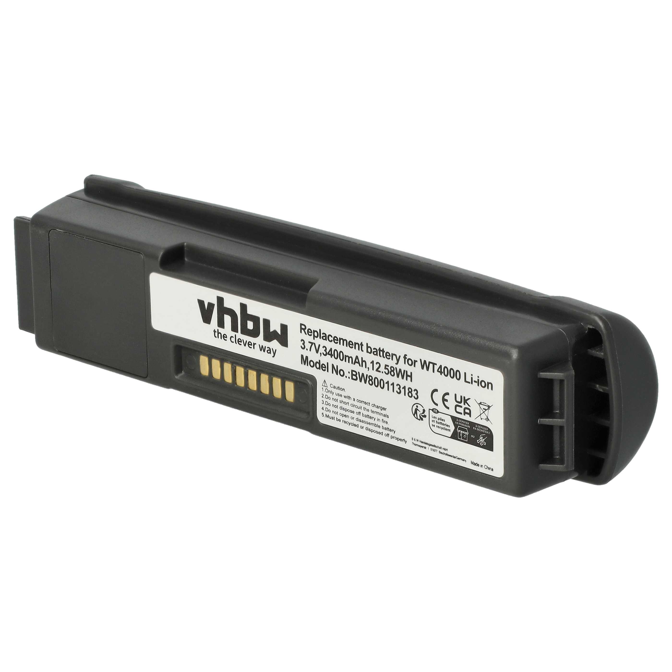 Batterie remplace Symbol 55-000166-01, 82-90005-03 pour scanner de code-barre - 3400mAh 3,7V Li-ion