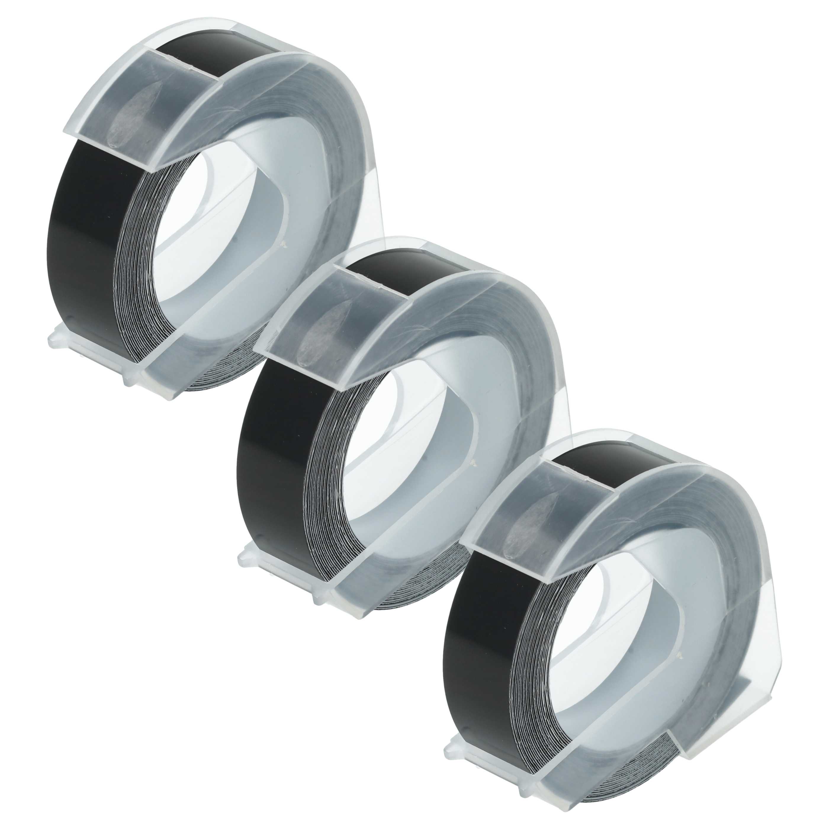 3x 3D Embossing Label Tape replaces Dymo 0898132 - 12 mm White to Black