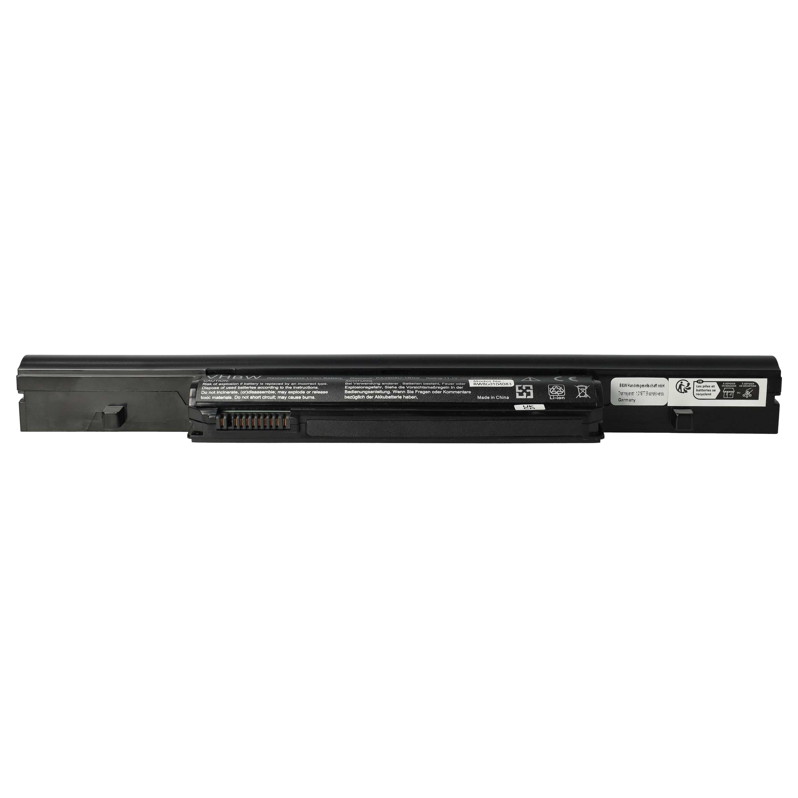 Notebook-Akku als Ersatz für Toshiba PA3905U-1BRS, PABAS245, PA3904U-1BRS - 4400mAh 11,1V Li-Ion, schwarz