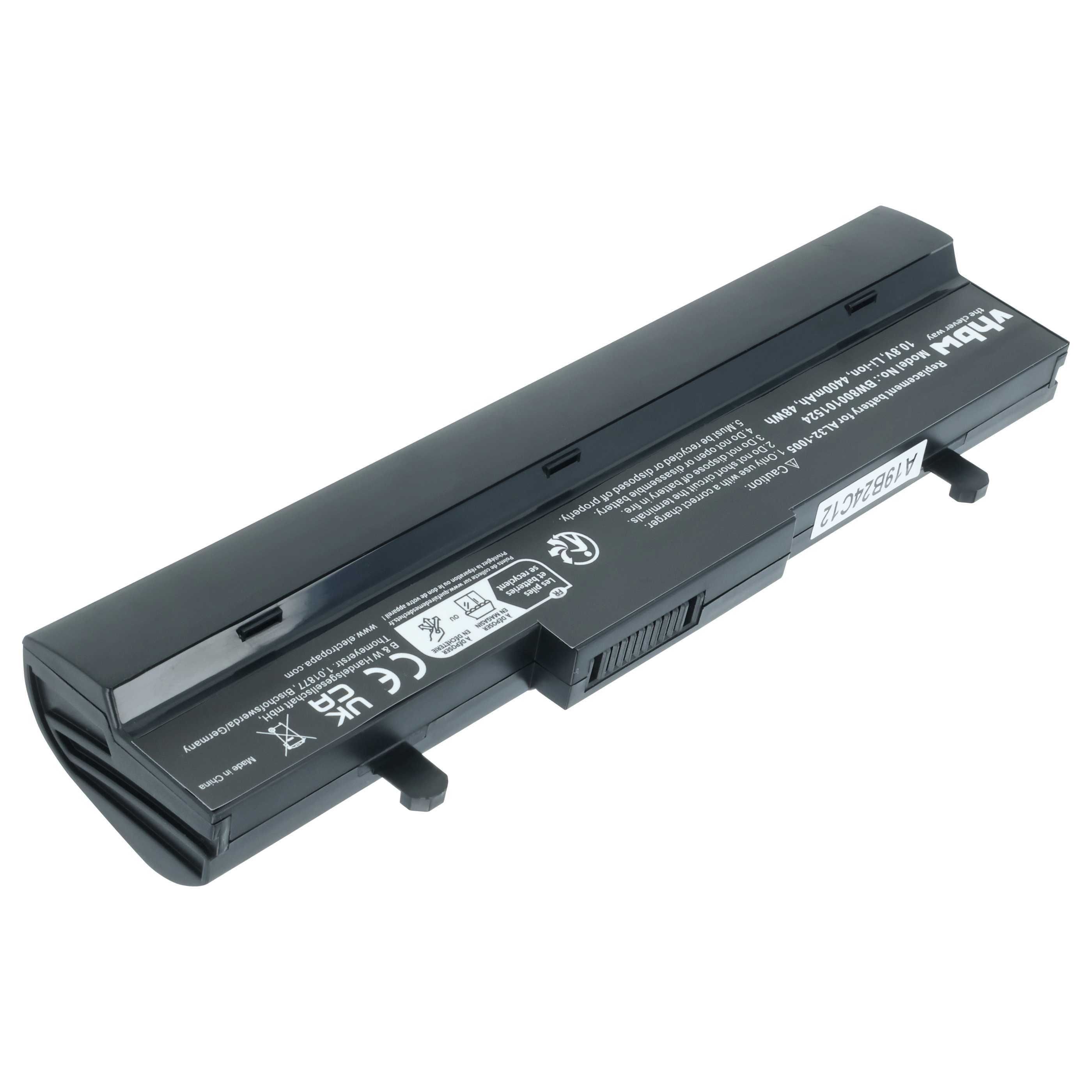 Batteria sostituisce Asus 70-OA1B1B2100, 0B20-00KA0AS, 90-OA001B9000 per notebook - 4400mAh 11,1V Li-Ion nero