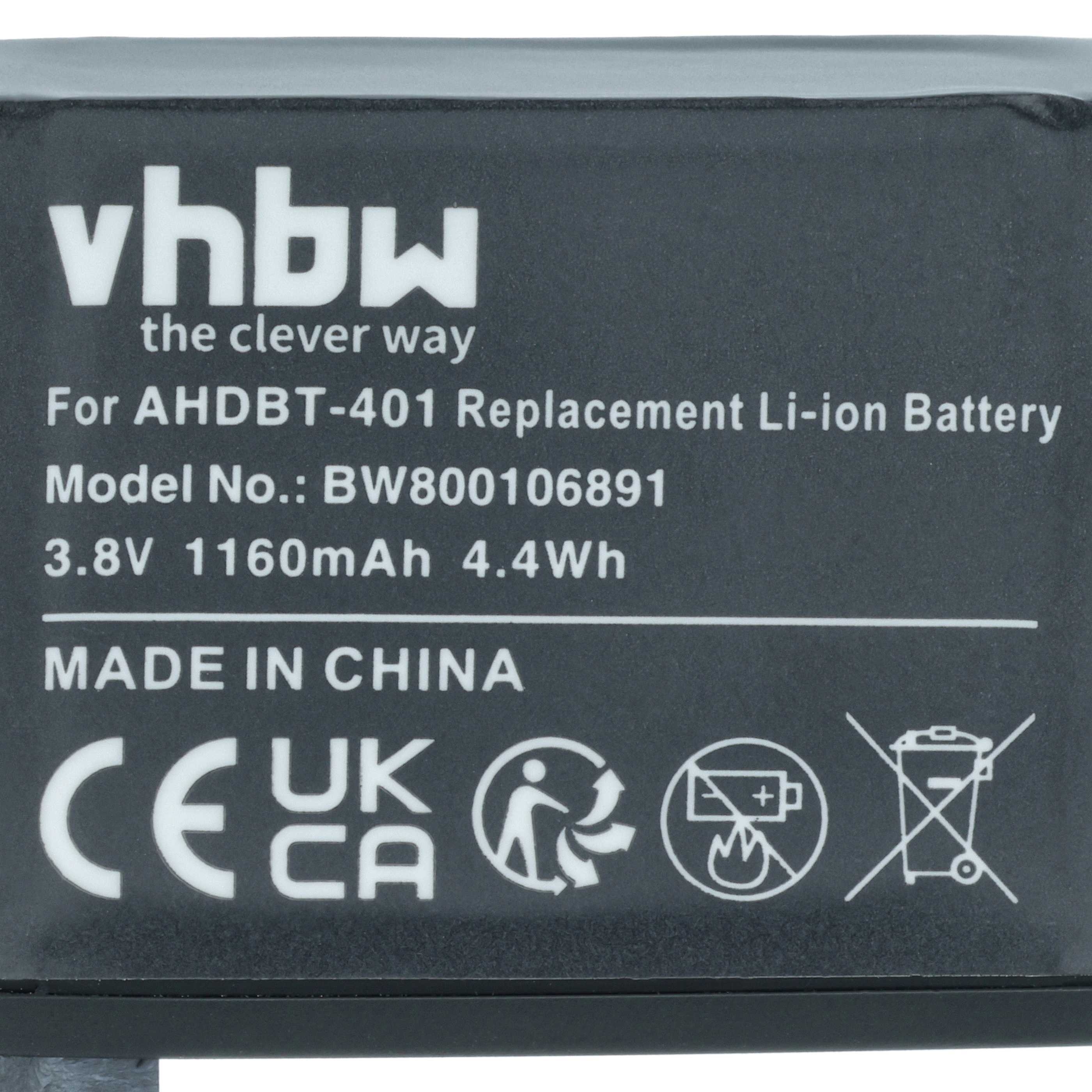 Videocamera 2x Battery replaces GoPro AHDBT-401, 335-06532-000 - 1160 mAh 3.7 V Li-Ion