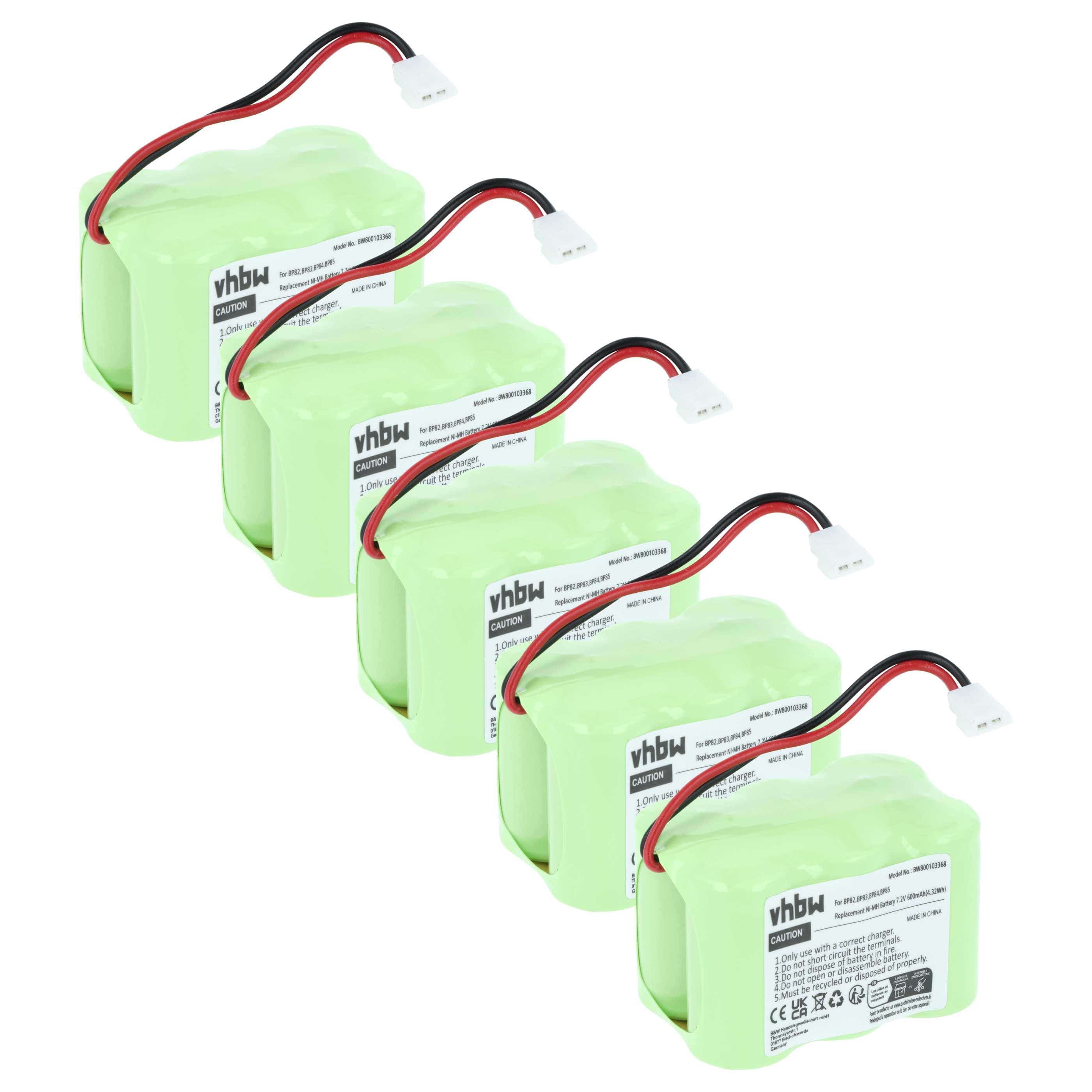 Radio 5x Battery replaces Icom BP-82, BP-85, BP-84, BP-83 - 600 mAh 7.2 V NiMH