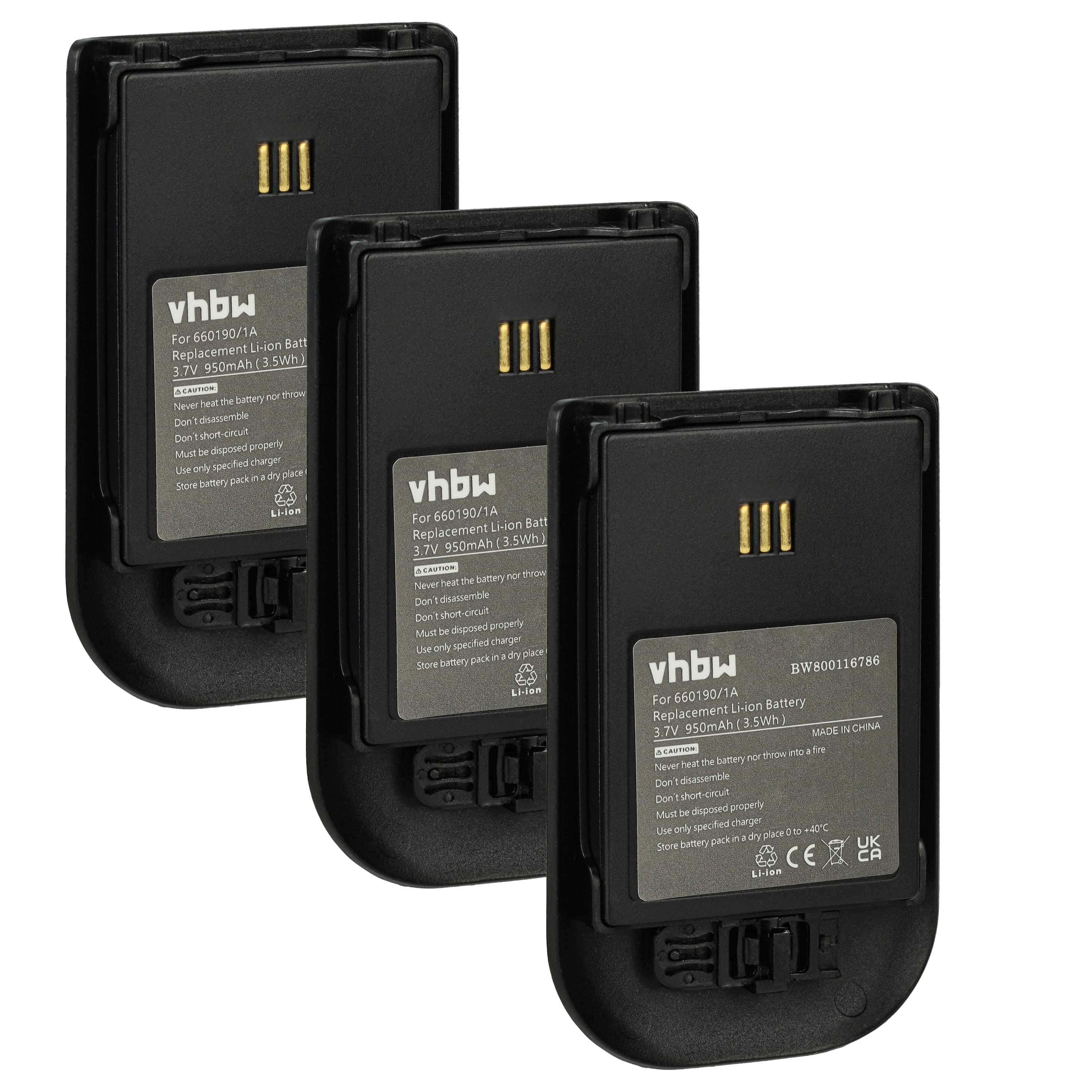 3x Batteries remplace Alcatel 3BN78404AA pour téléphone Ericsson - 930mAh 3,7V Li-ion
