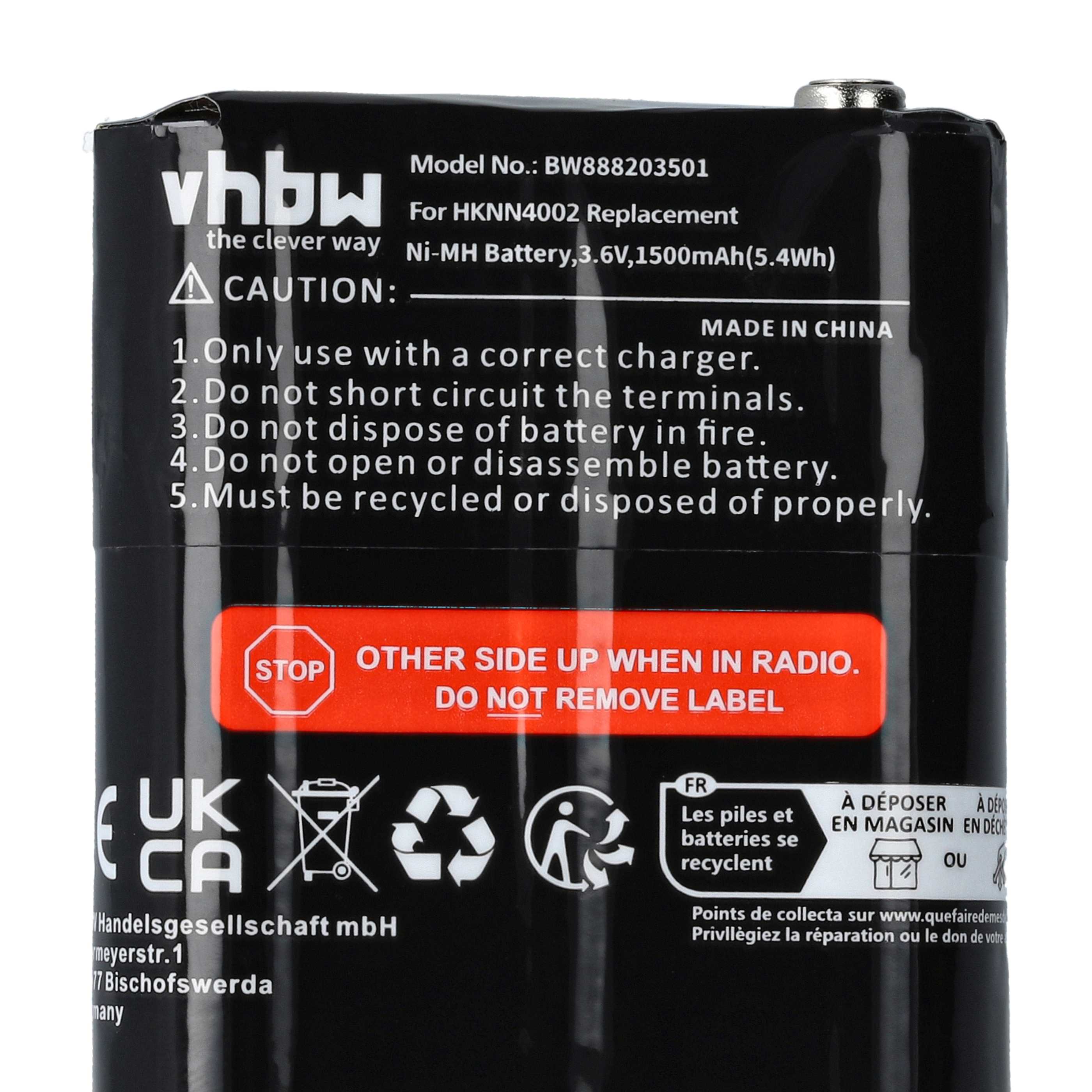 Radio 10x Battery replaces Motorola 4002A, 56315, AP-4002, AP-4002H, 1532, 53615 - 1500 mAh 3.6 V NiMH