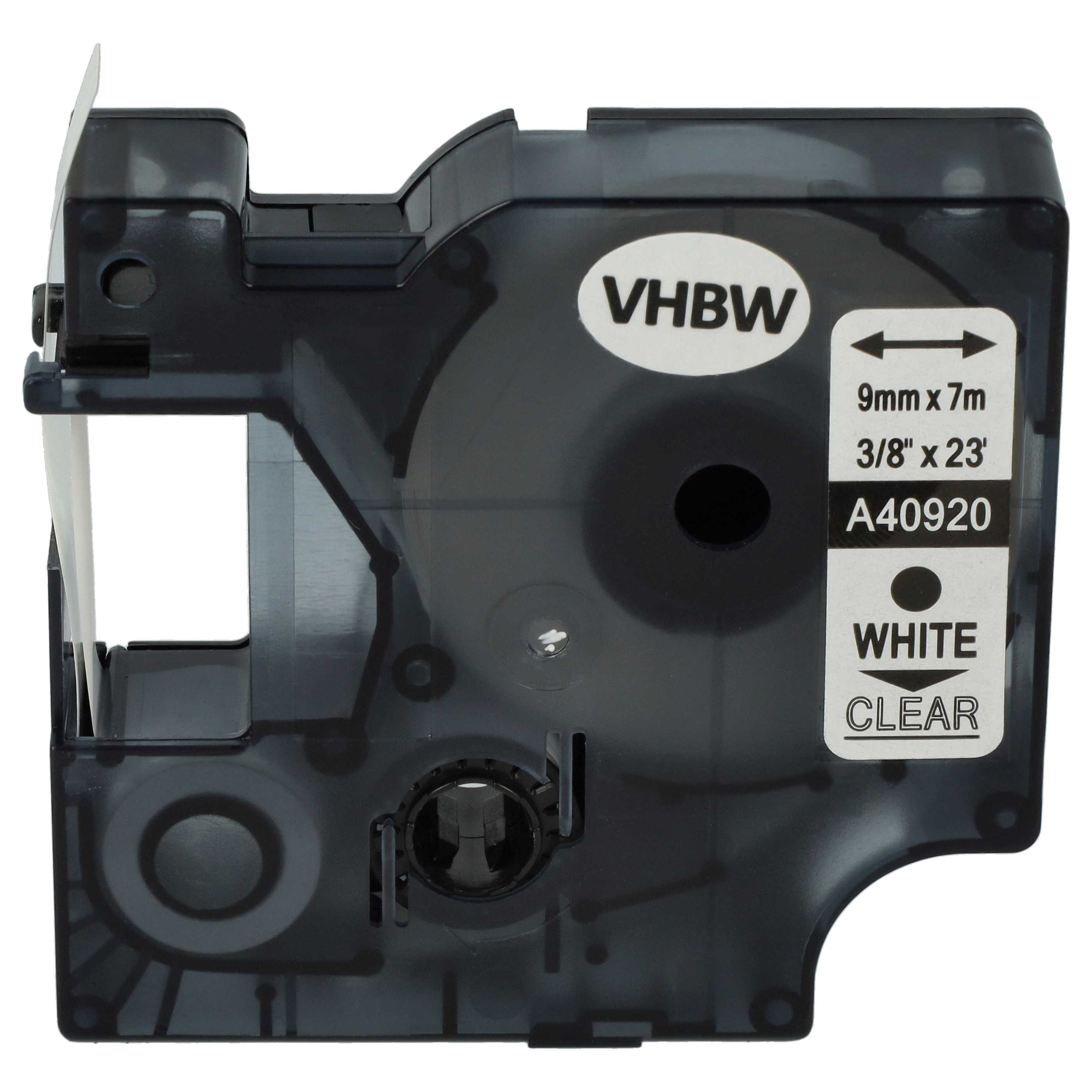 Label Tape replaces Dymo D1, 40920 - 9 mm White to Transparent