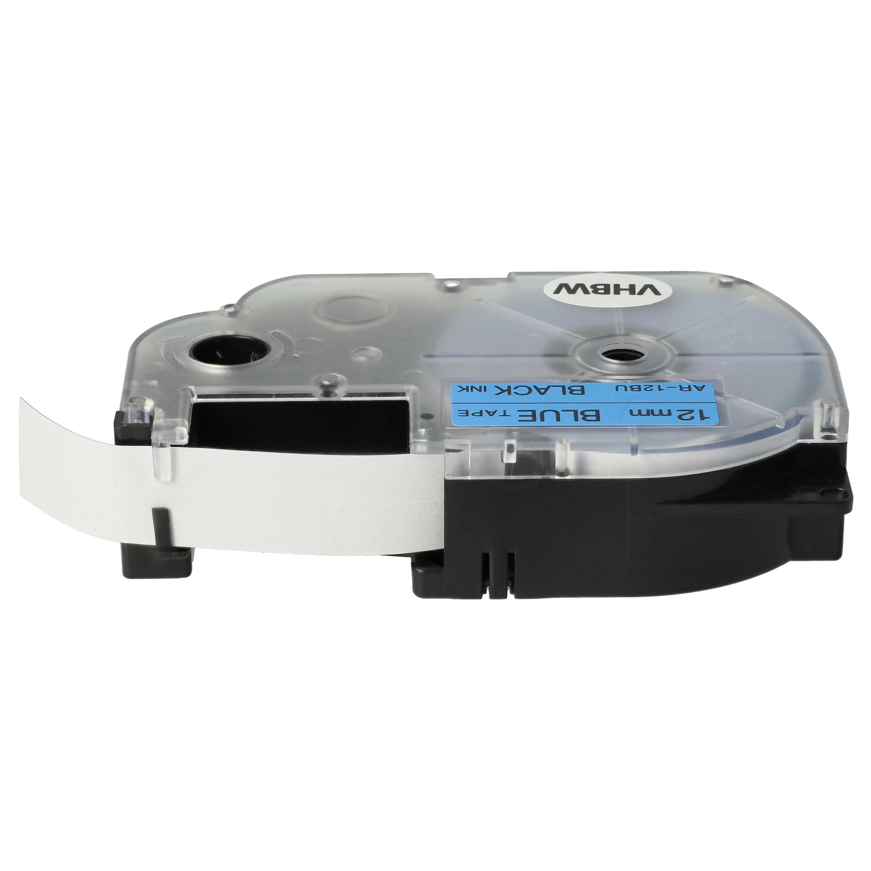Label Tape replaces Casio XR-12BU, XR-12BU1 - 12 mm Black to Blue