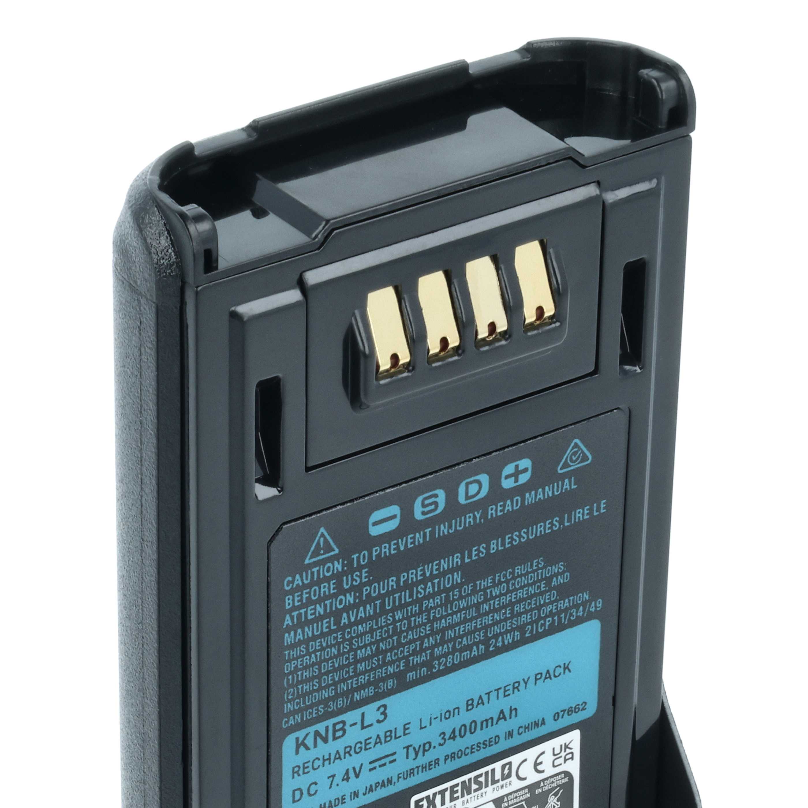 Radio Battery replaces Kenwood KNB-L2M, KNB-L2, KNB-L1, KNB-LS5, KNB-L3M, KNB-L3 - 3400 mAh 7.4 V Li-Ion