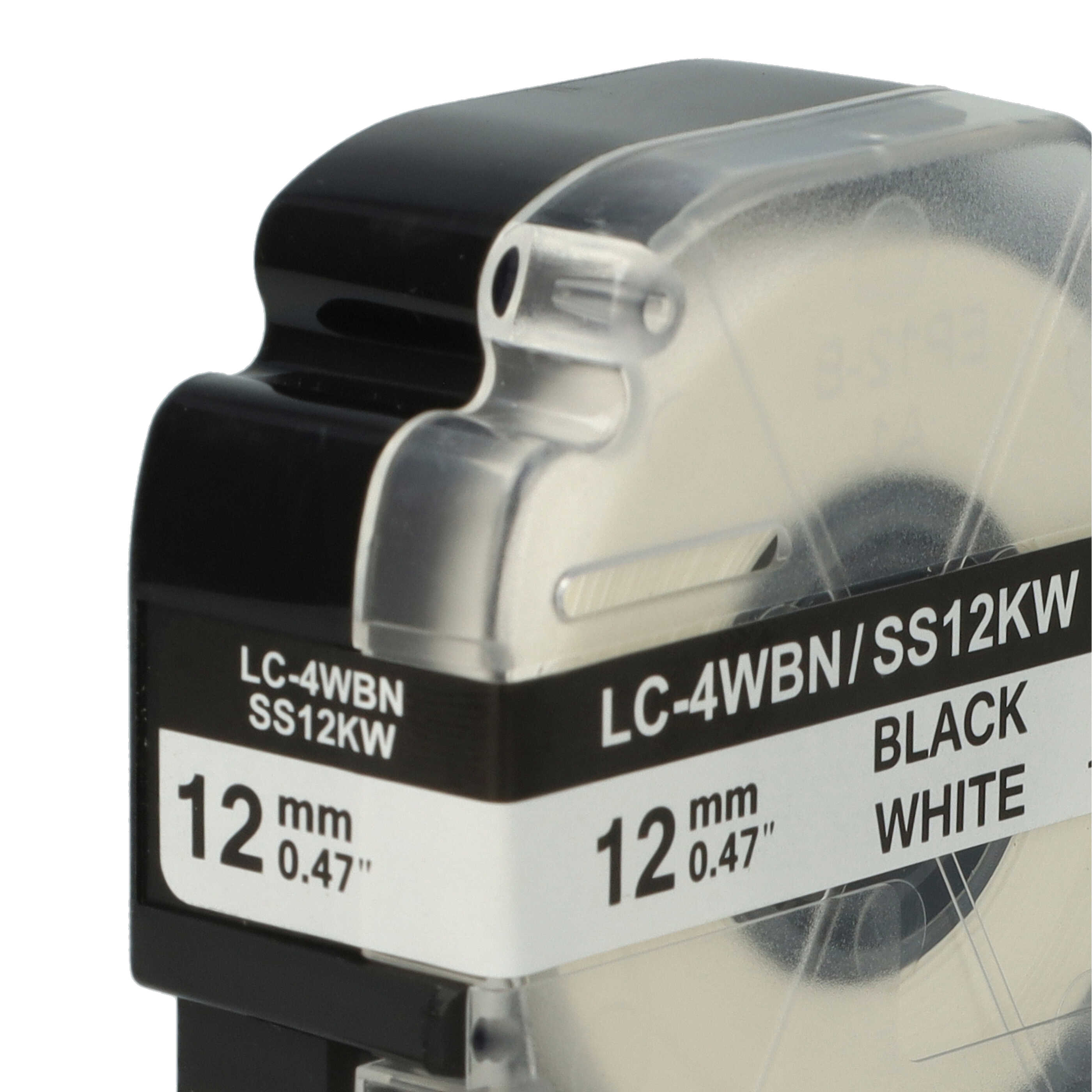 50x Label Tape replaces Epson LC-4WBN - 12 mm Black to White
